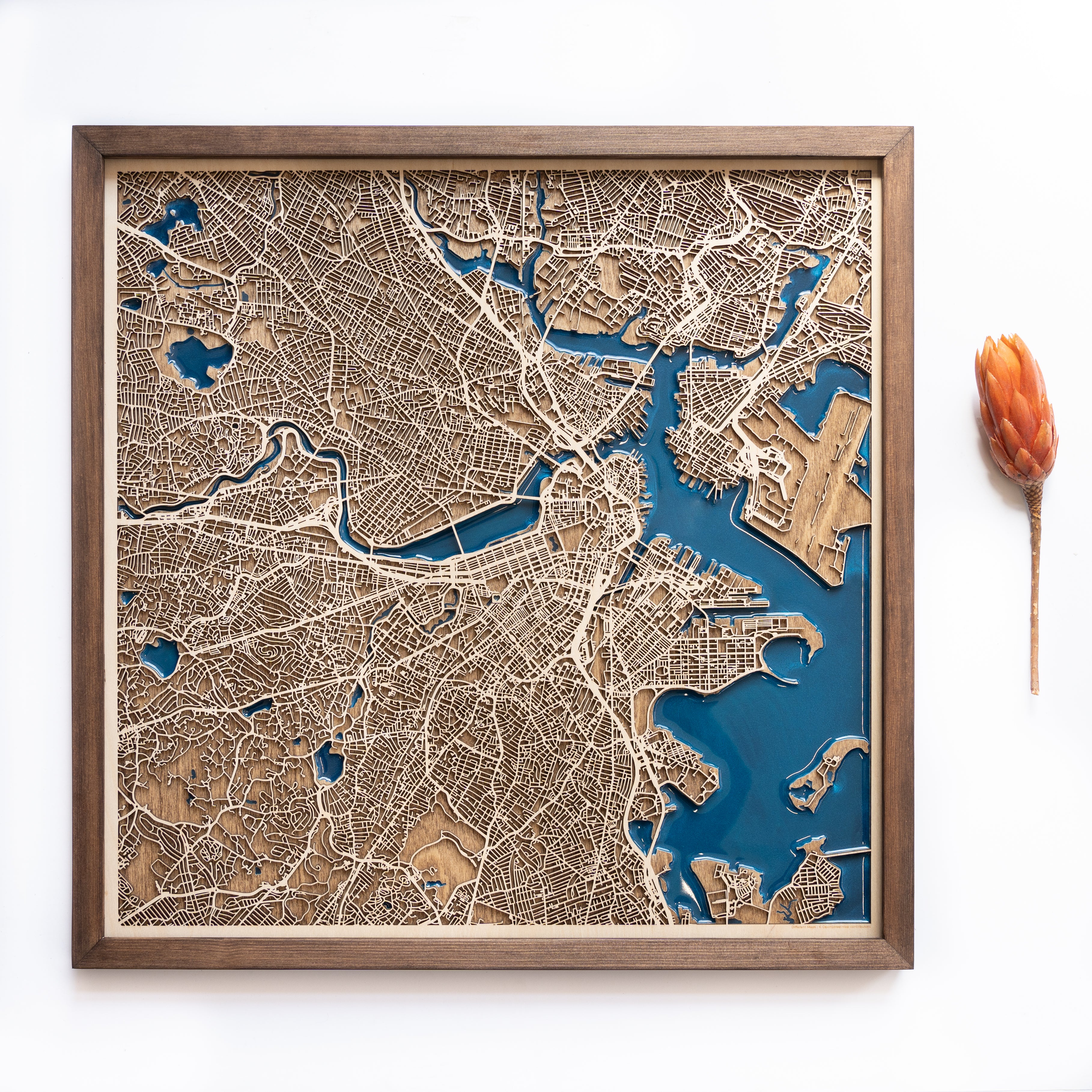 Boston Wooden Map