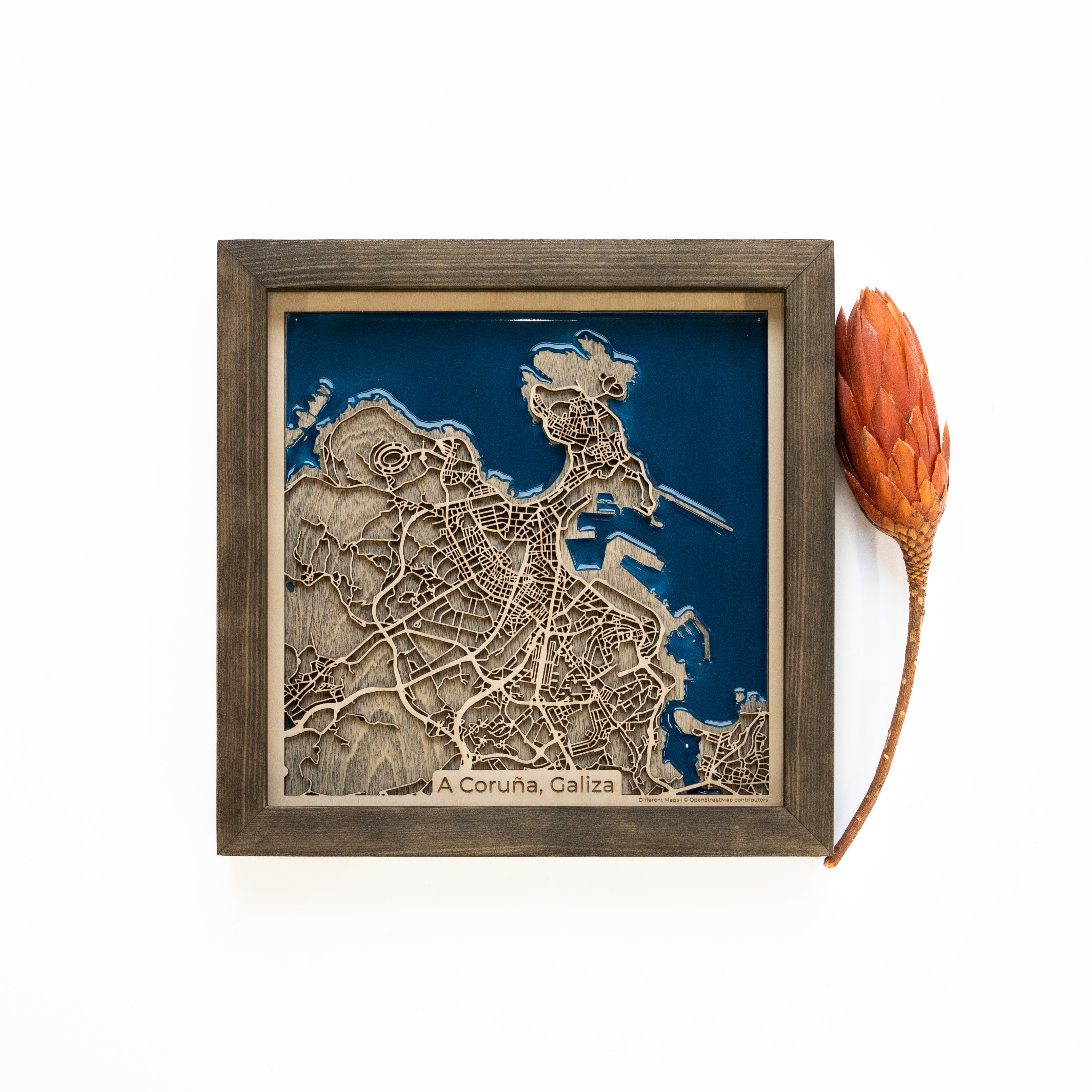 A Coruna Wooden Map