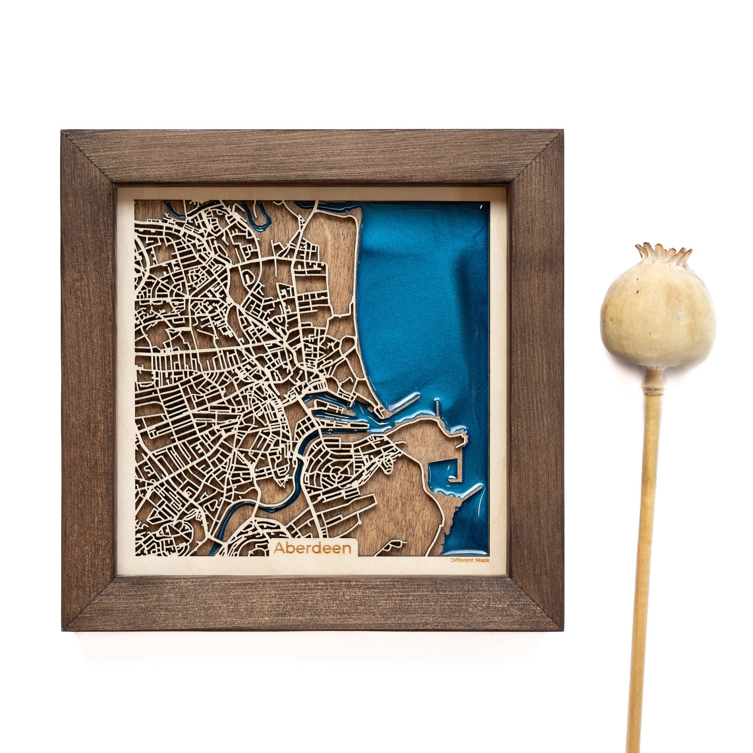 Aberdeen Scotland Wood Map