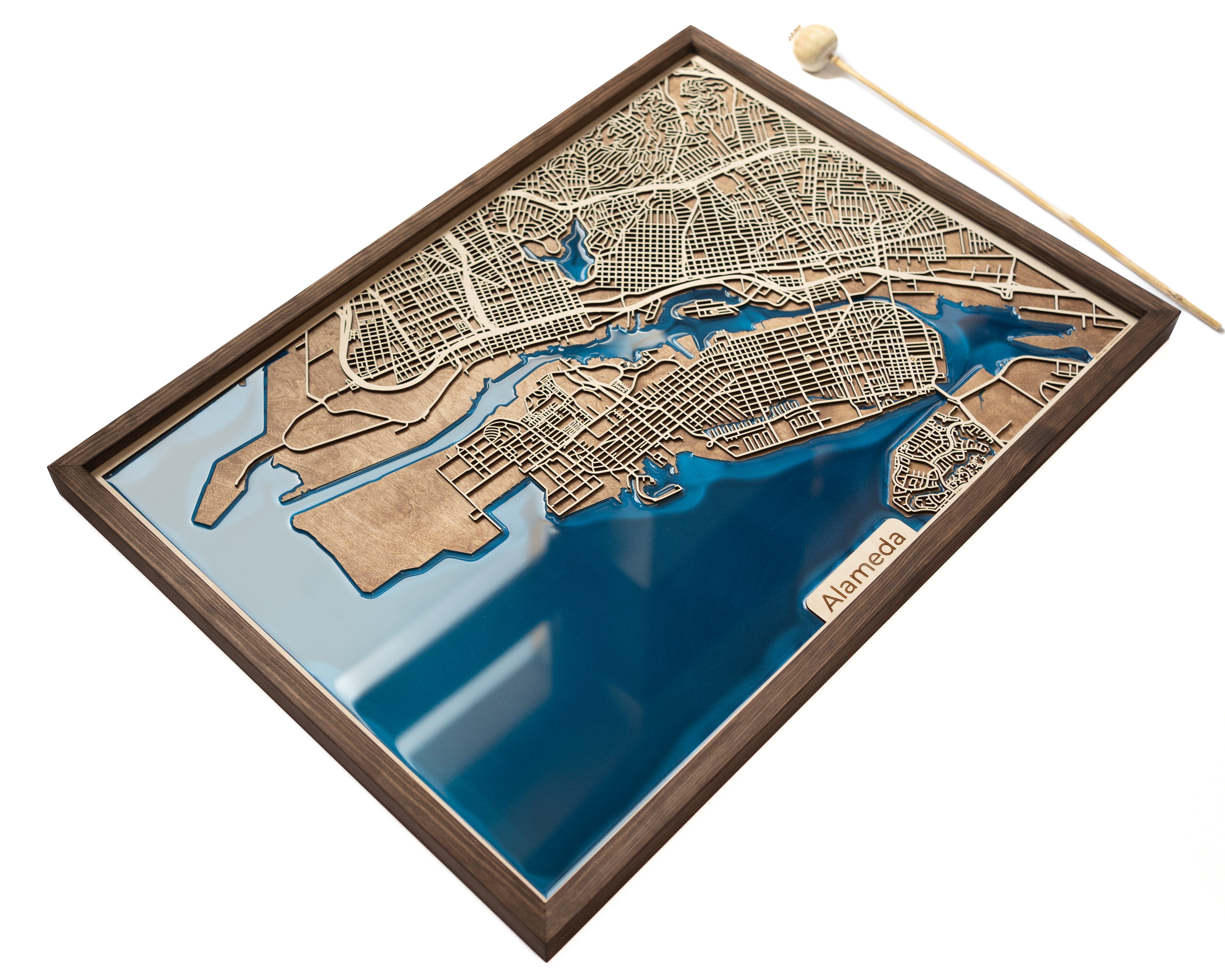 Alameda CA Wooden Map