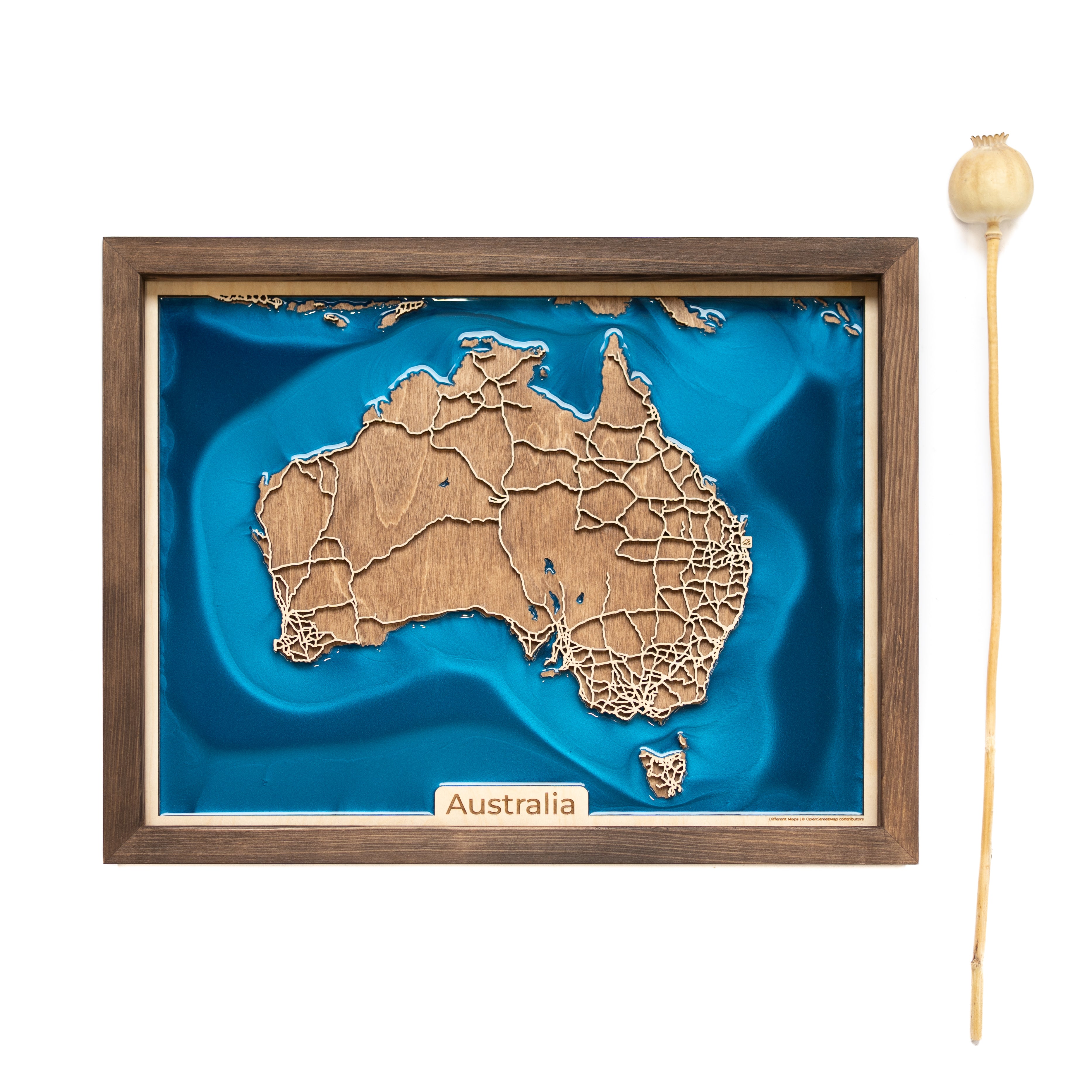 Australia Custom Wood Map