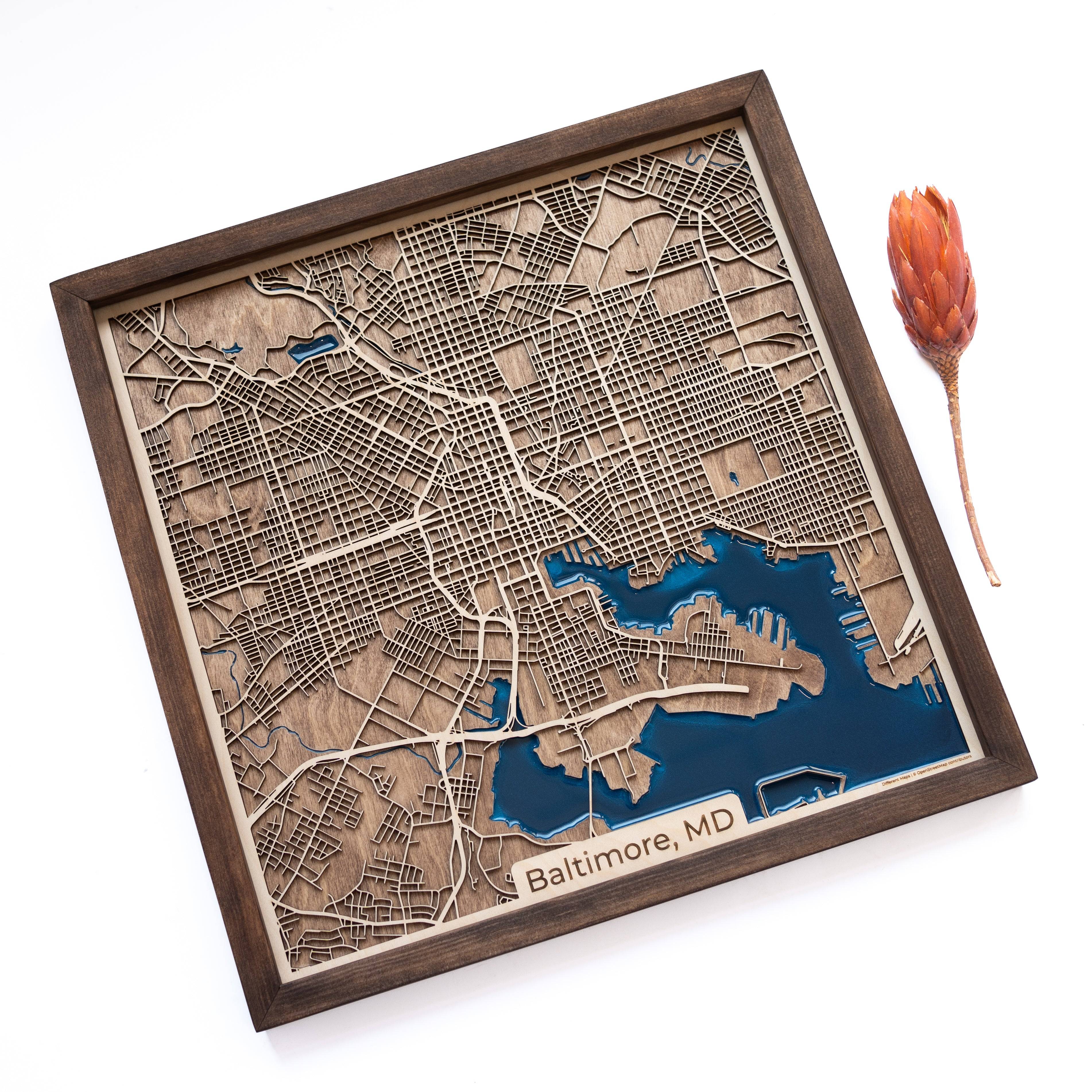 Baltimore Wooden Map