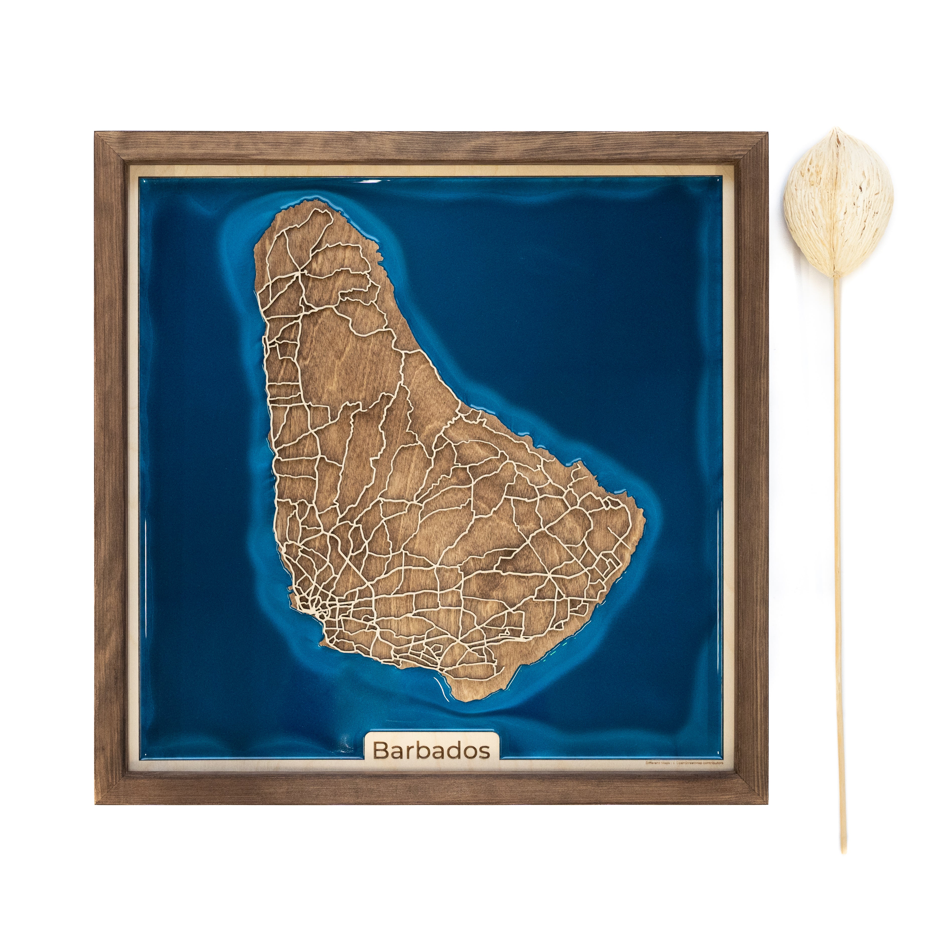 Barbados Map | Wood and Epoxy