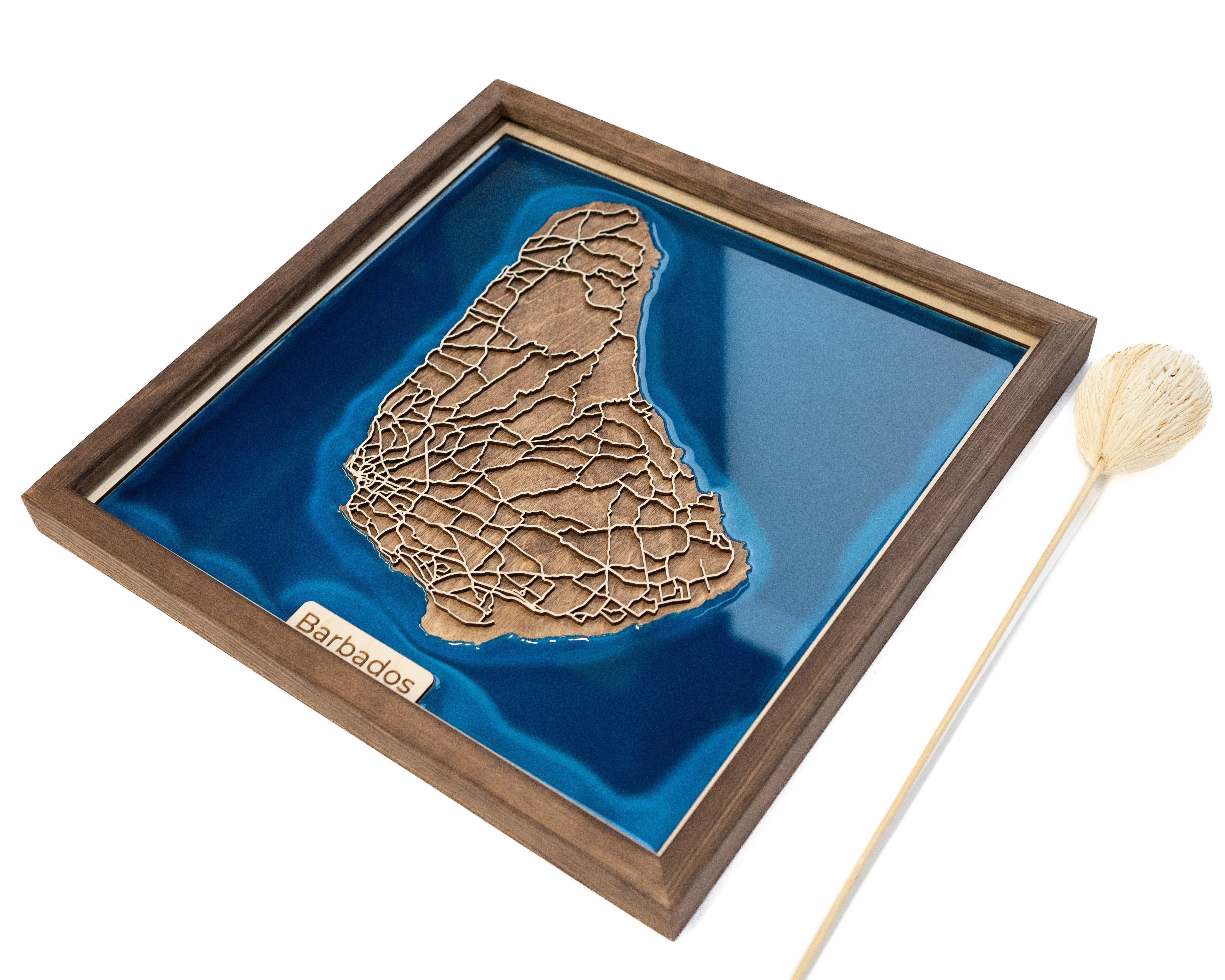 Barbados Map | Wood and Epoxy