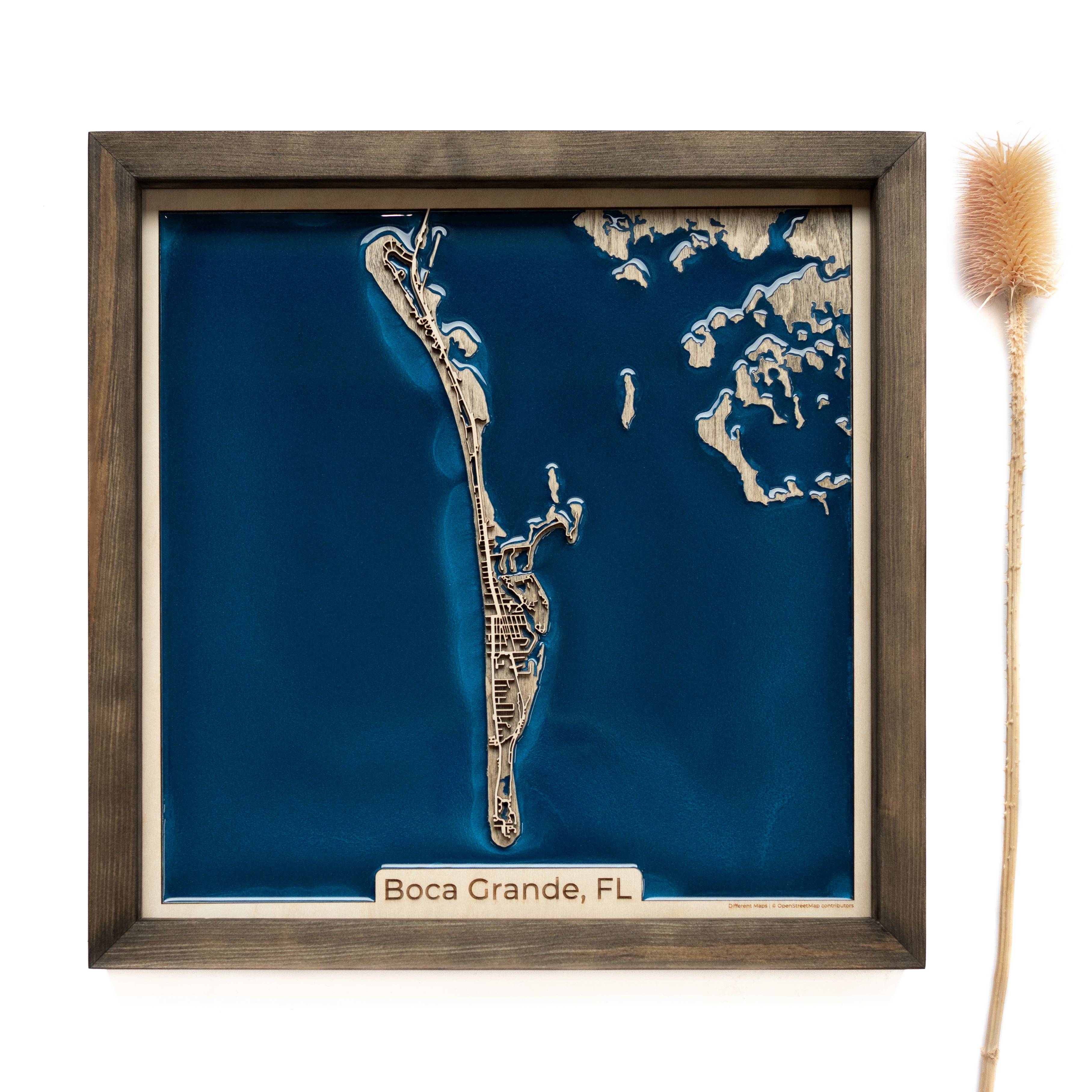 Boca Grande Wood Map