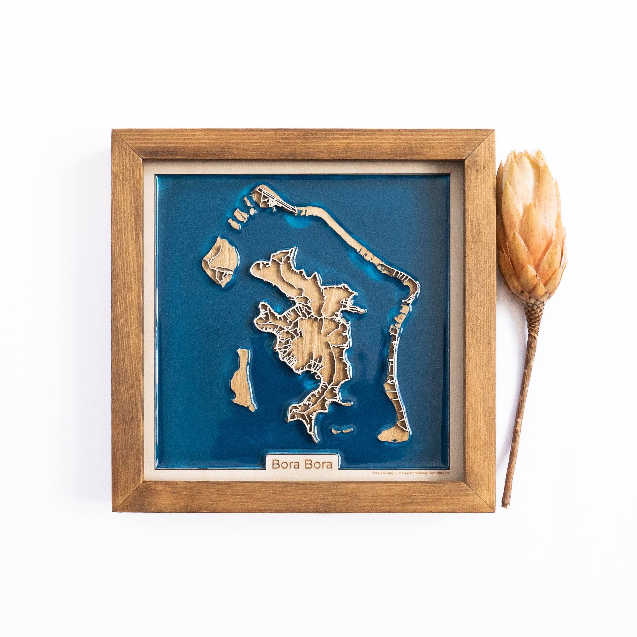 Bora Bora Wood Map