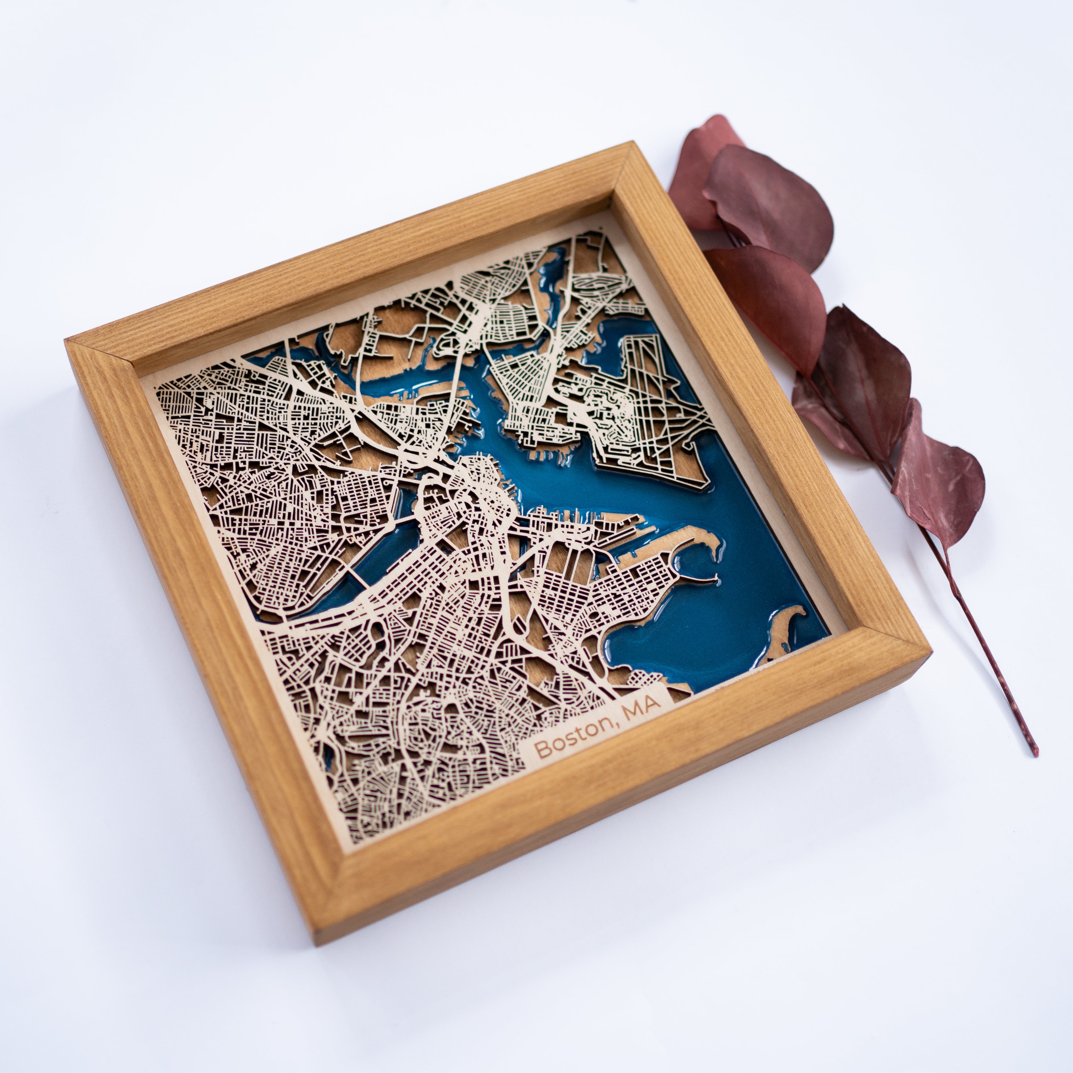 Boston Wooden Map