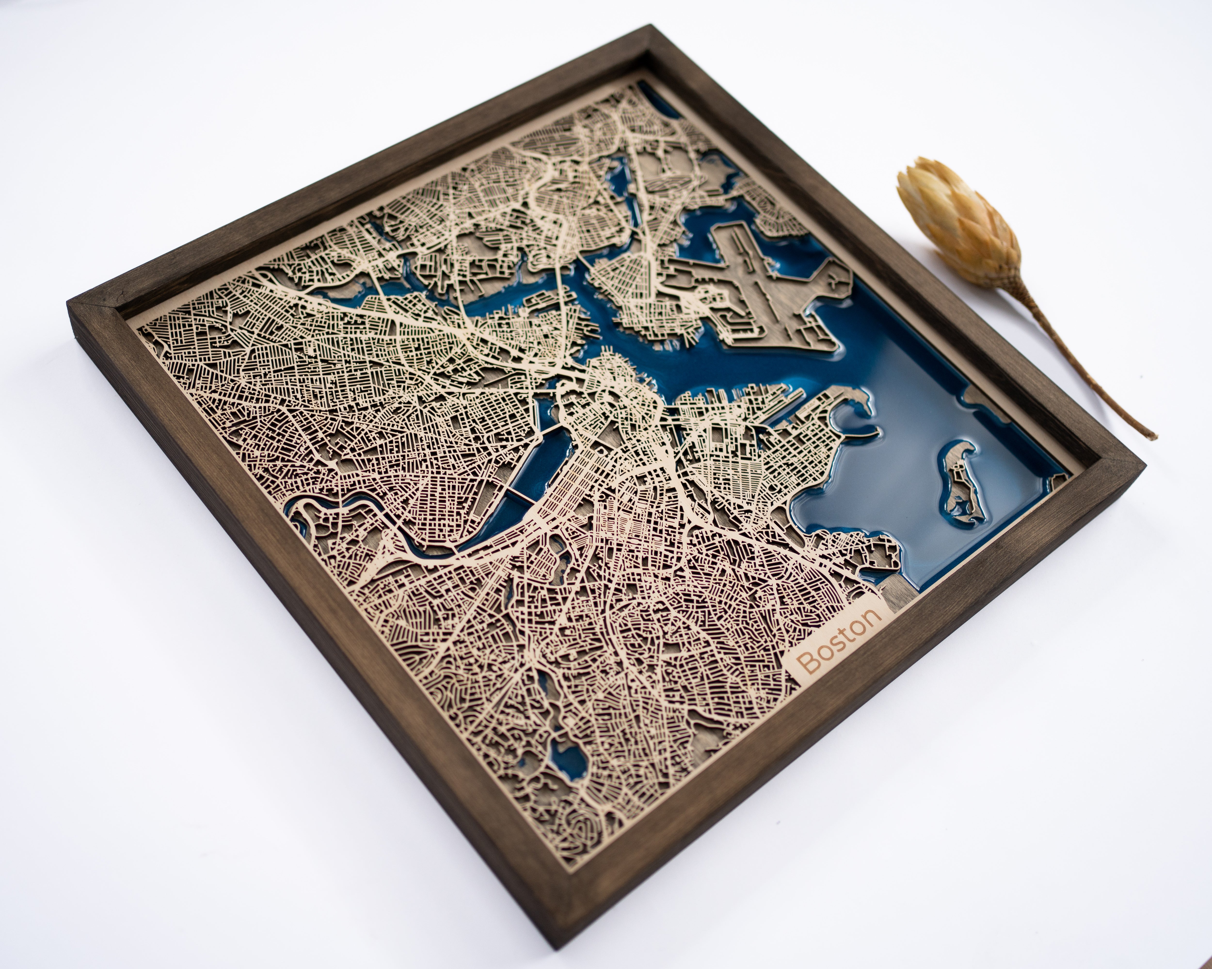 Boston Wooden Map
