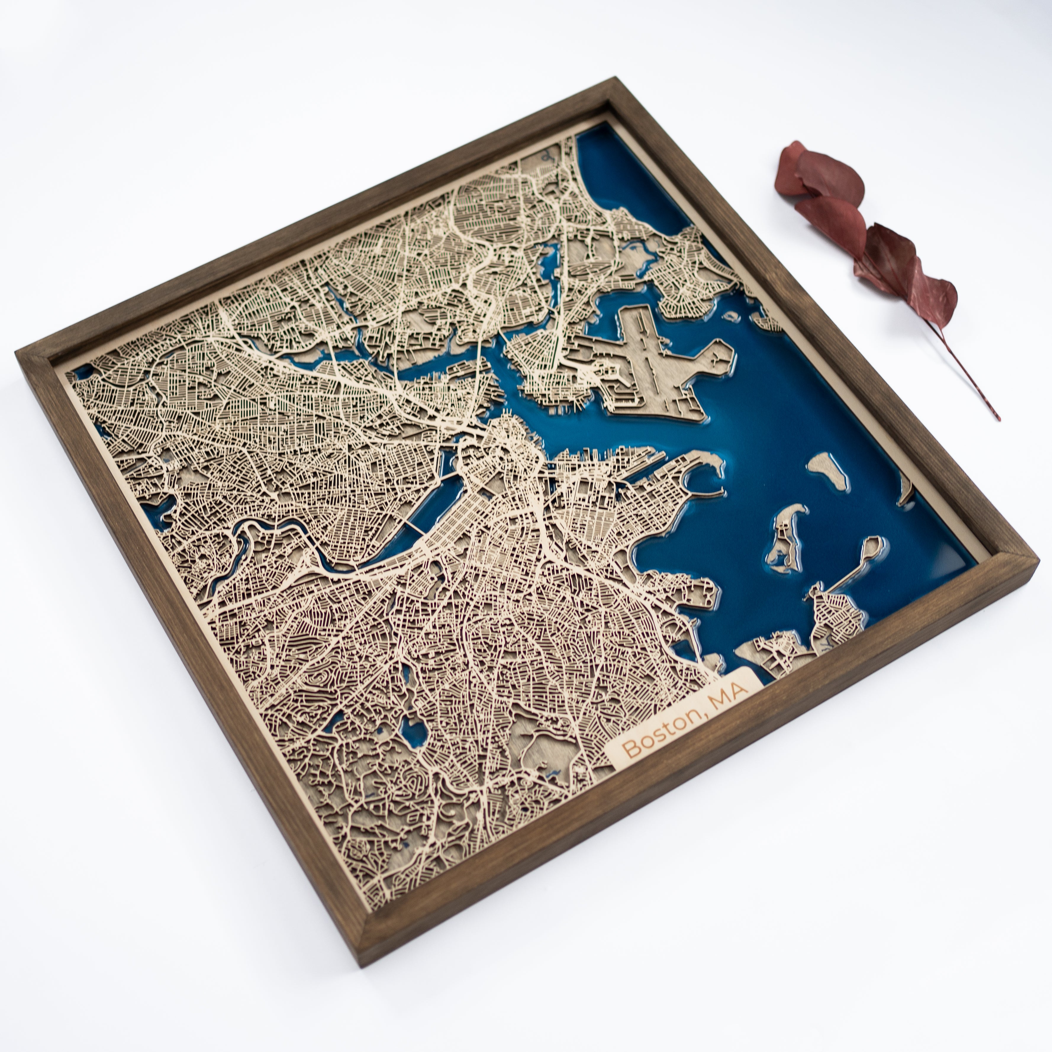 Boston Wooden Map