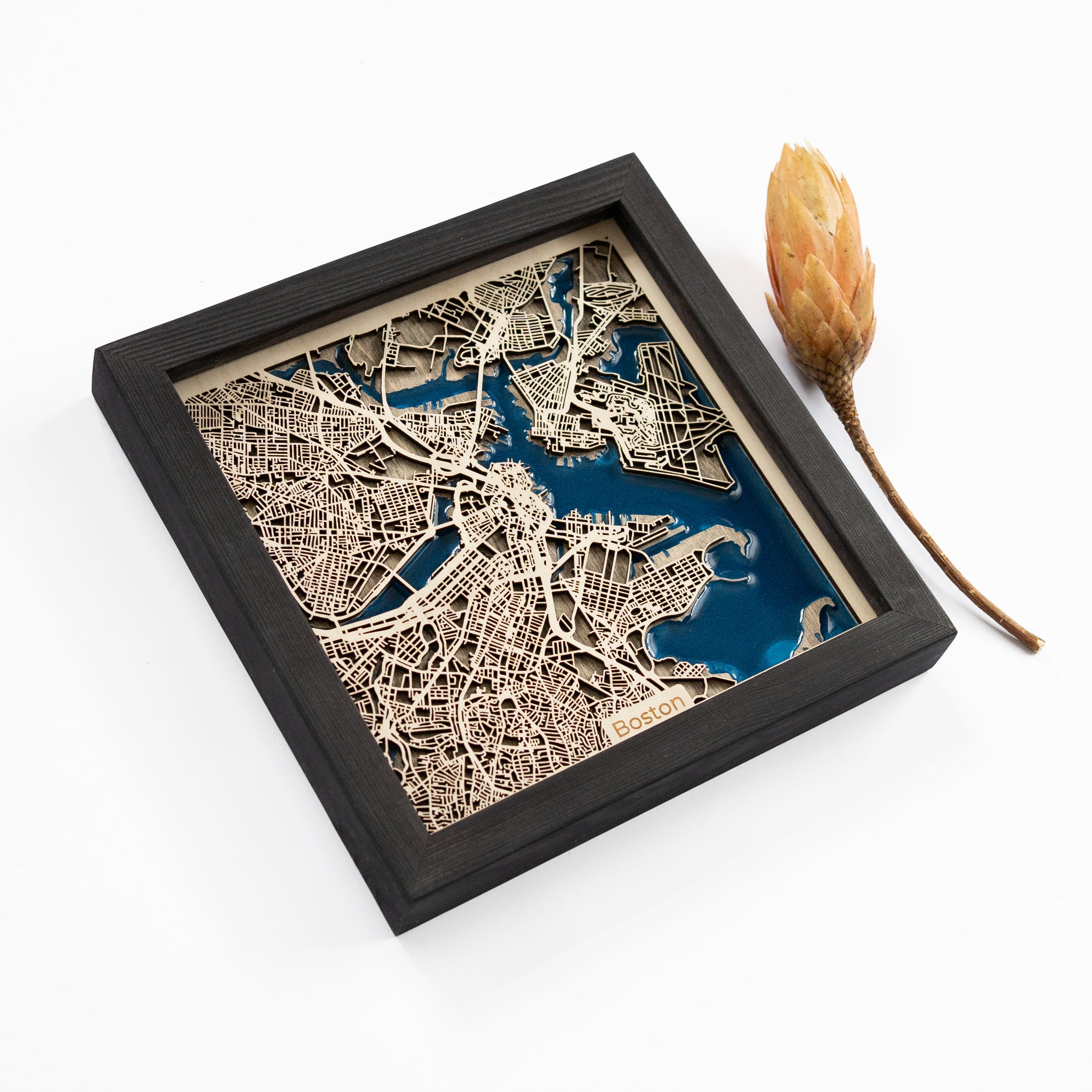 Boston Wooden Map