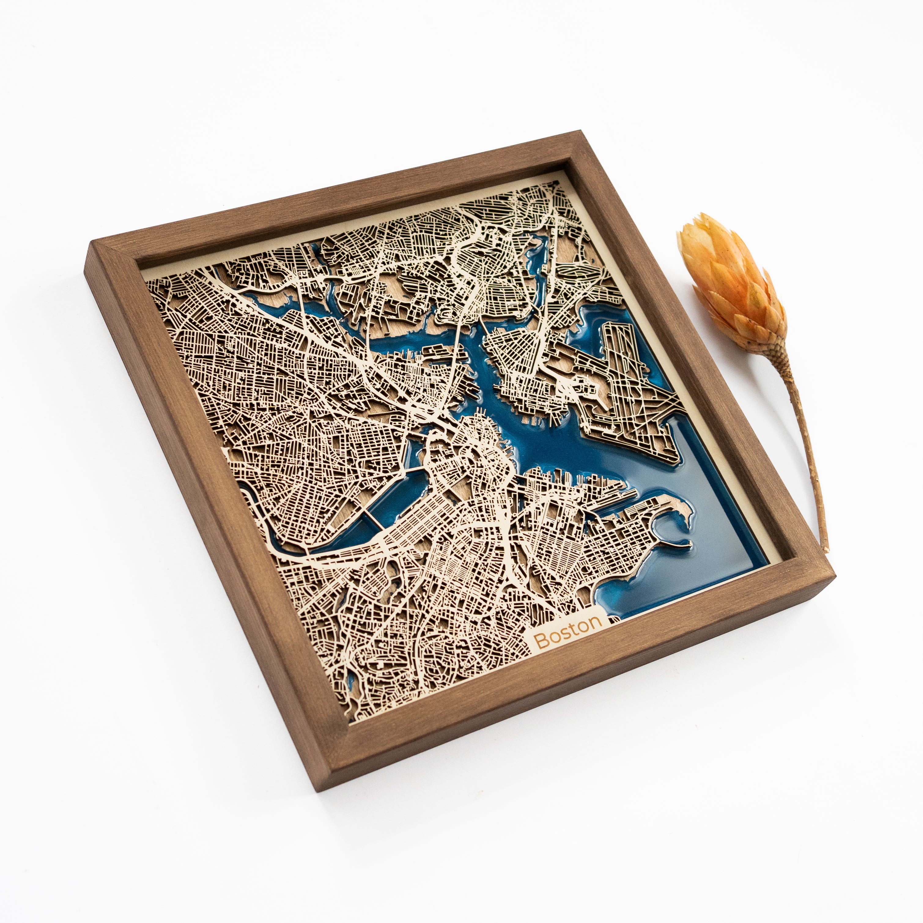 Boston Wooden Map