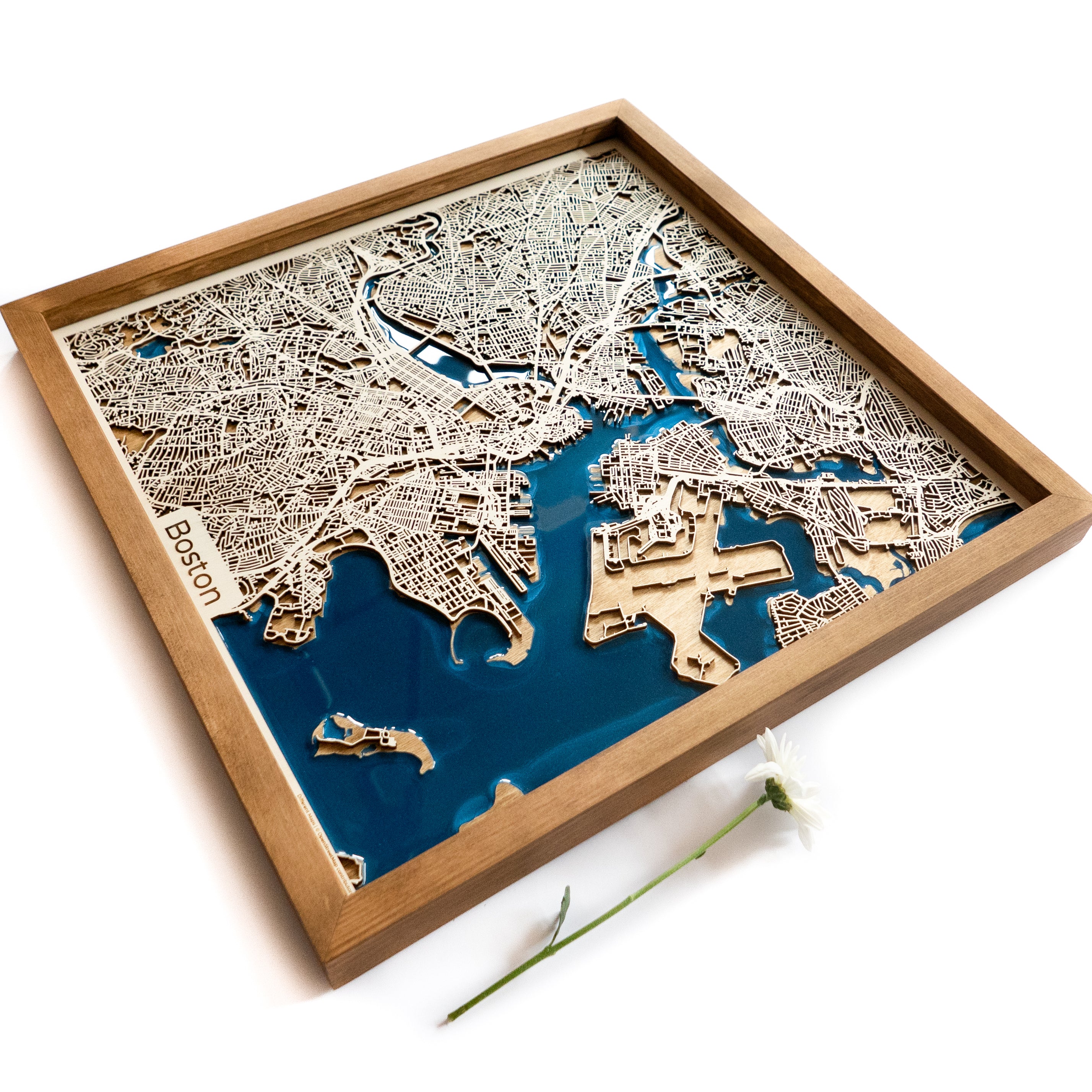 Boston Wooden Map