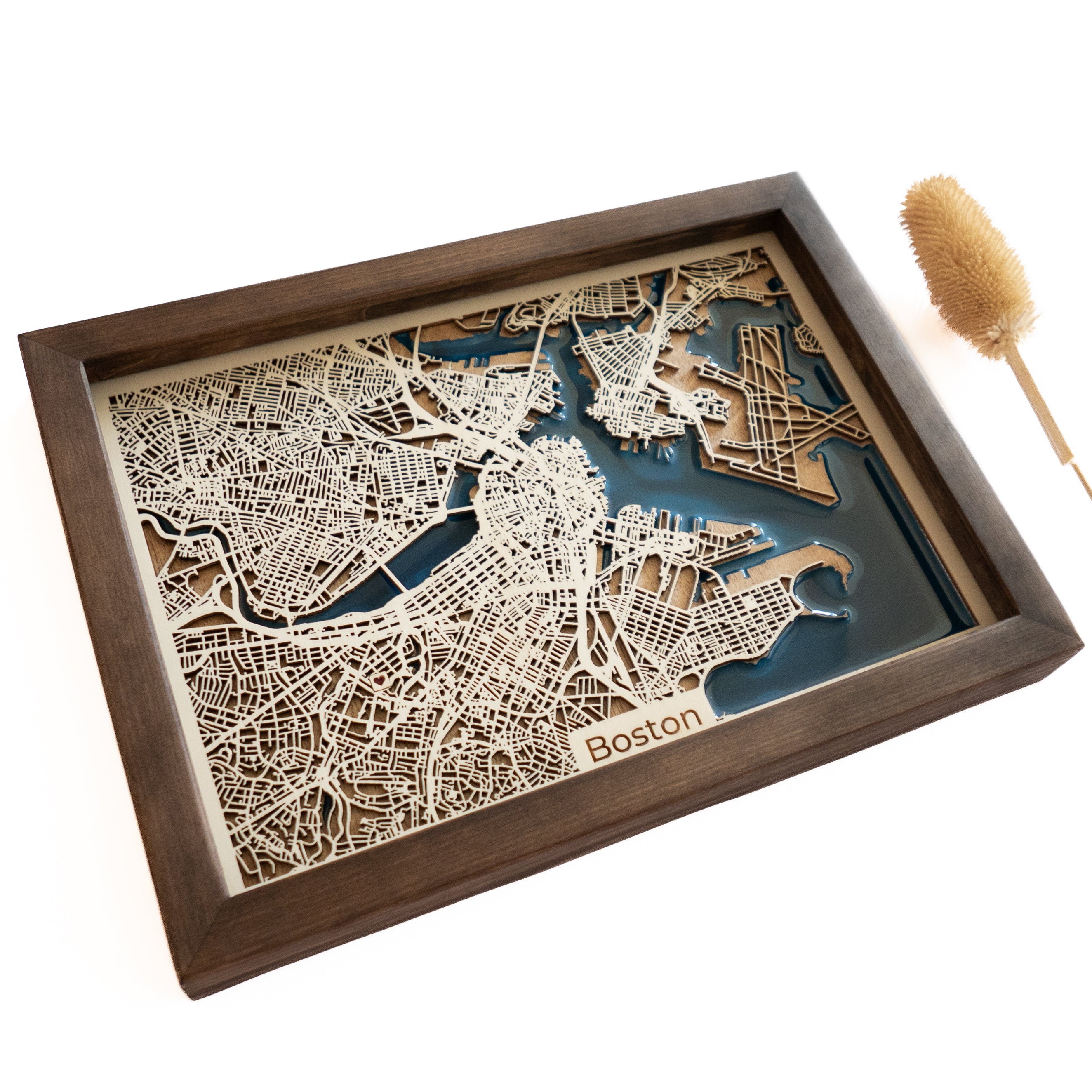 Boston Wooden Map