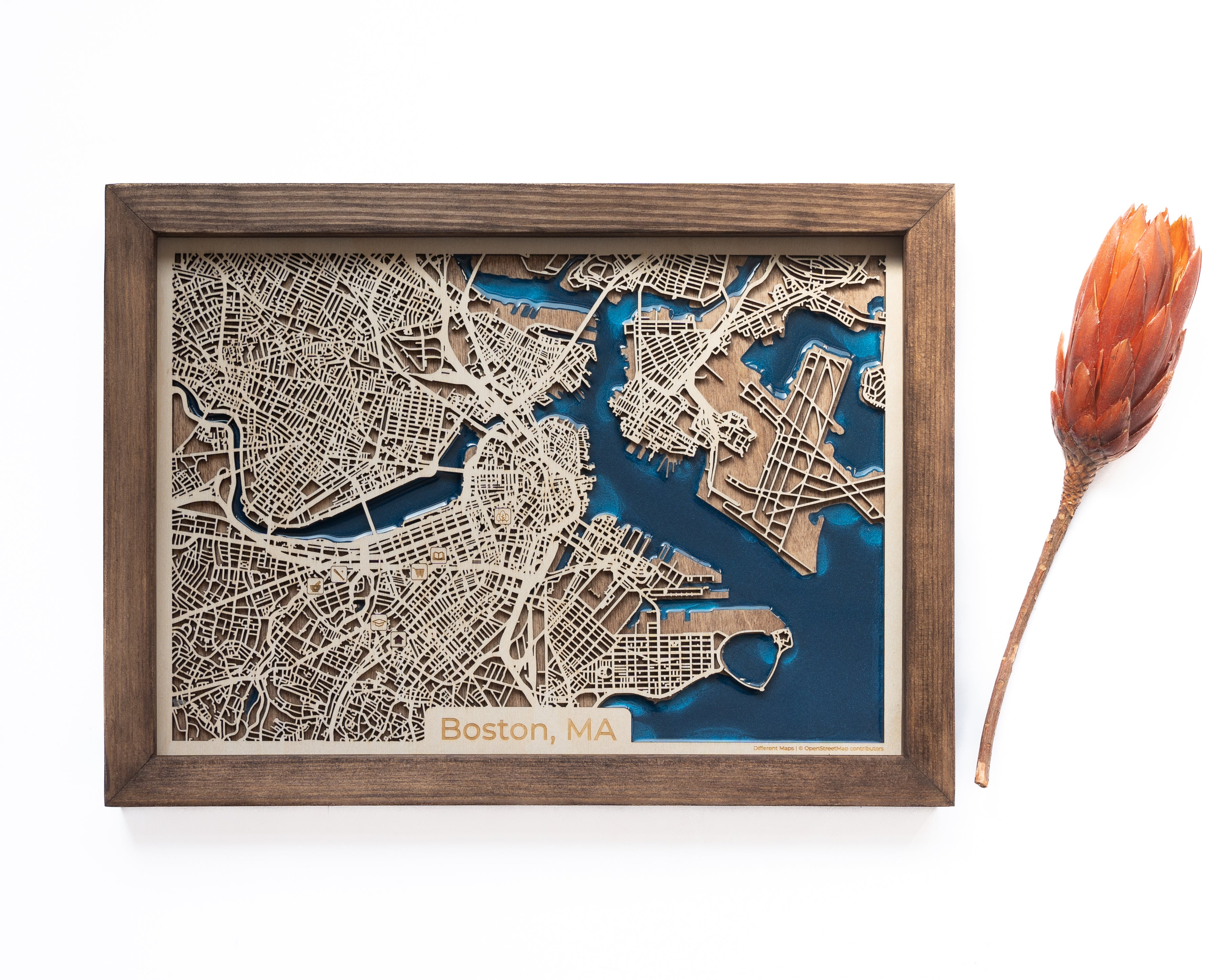 Boston Wooden Map