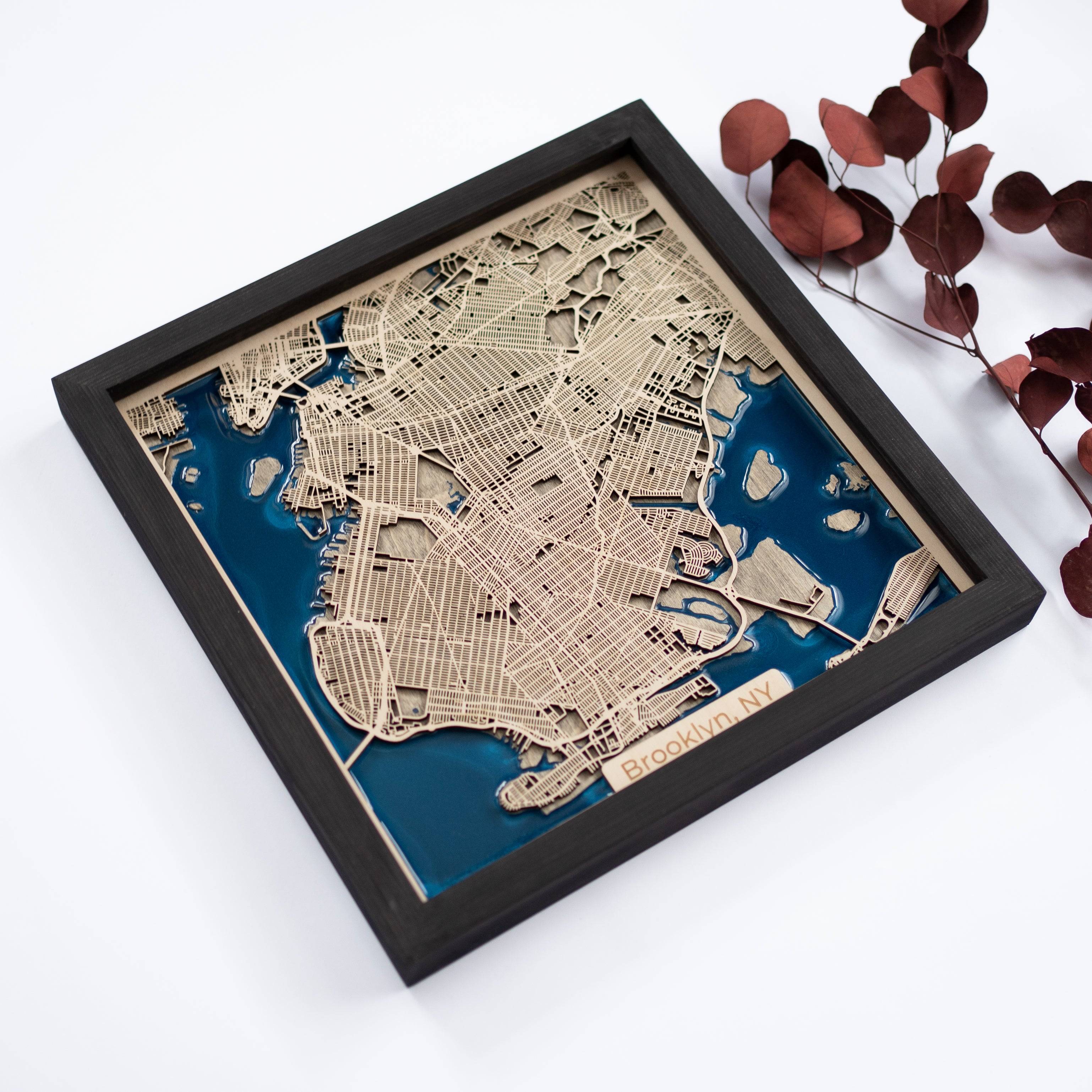 Brooklyn Wooden Map