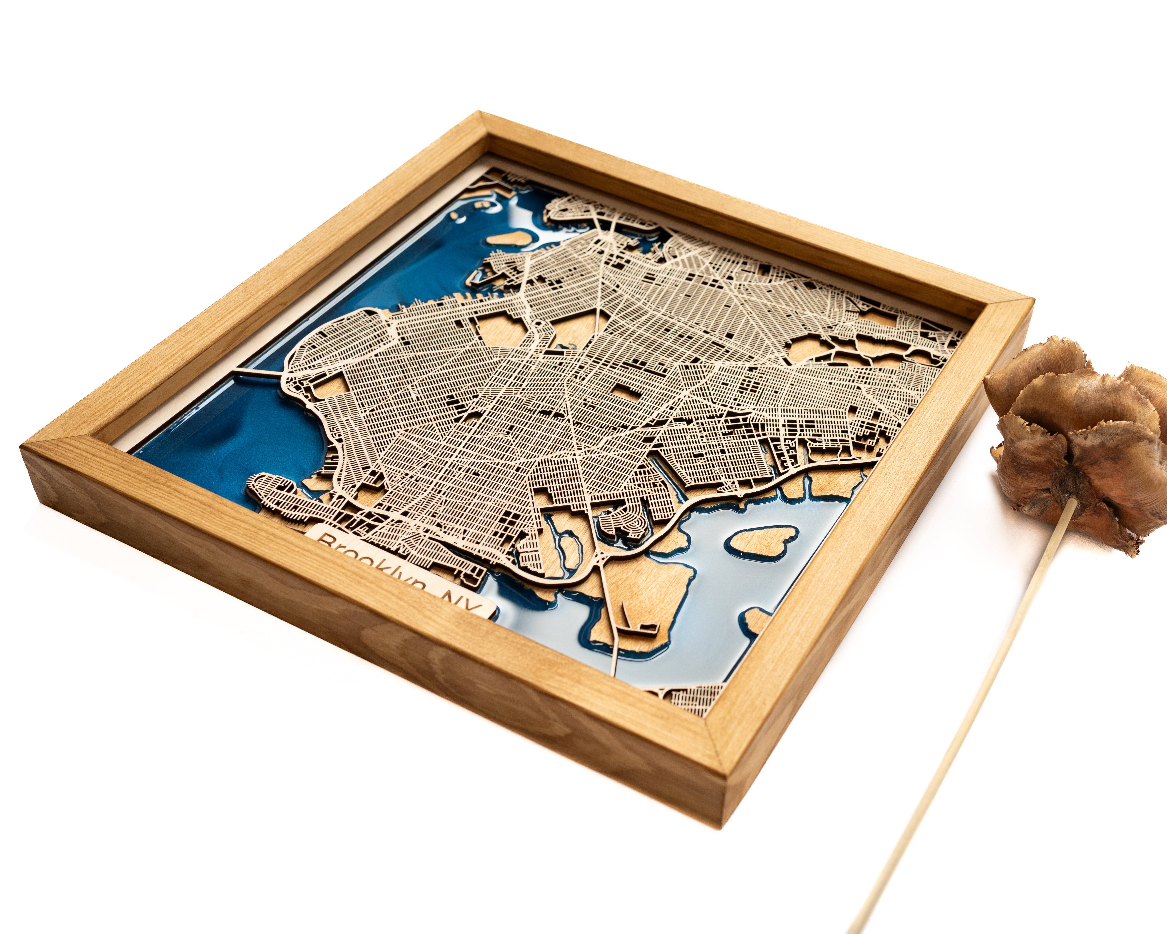 Brooklyn Wooden Map