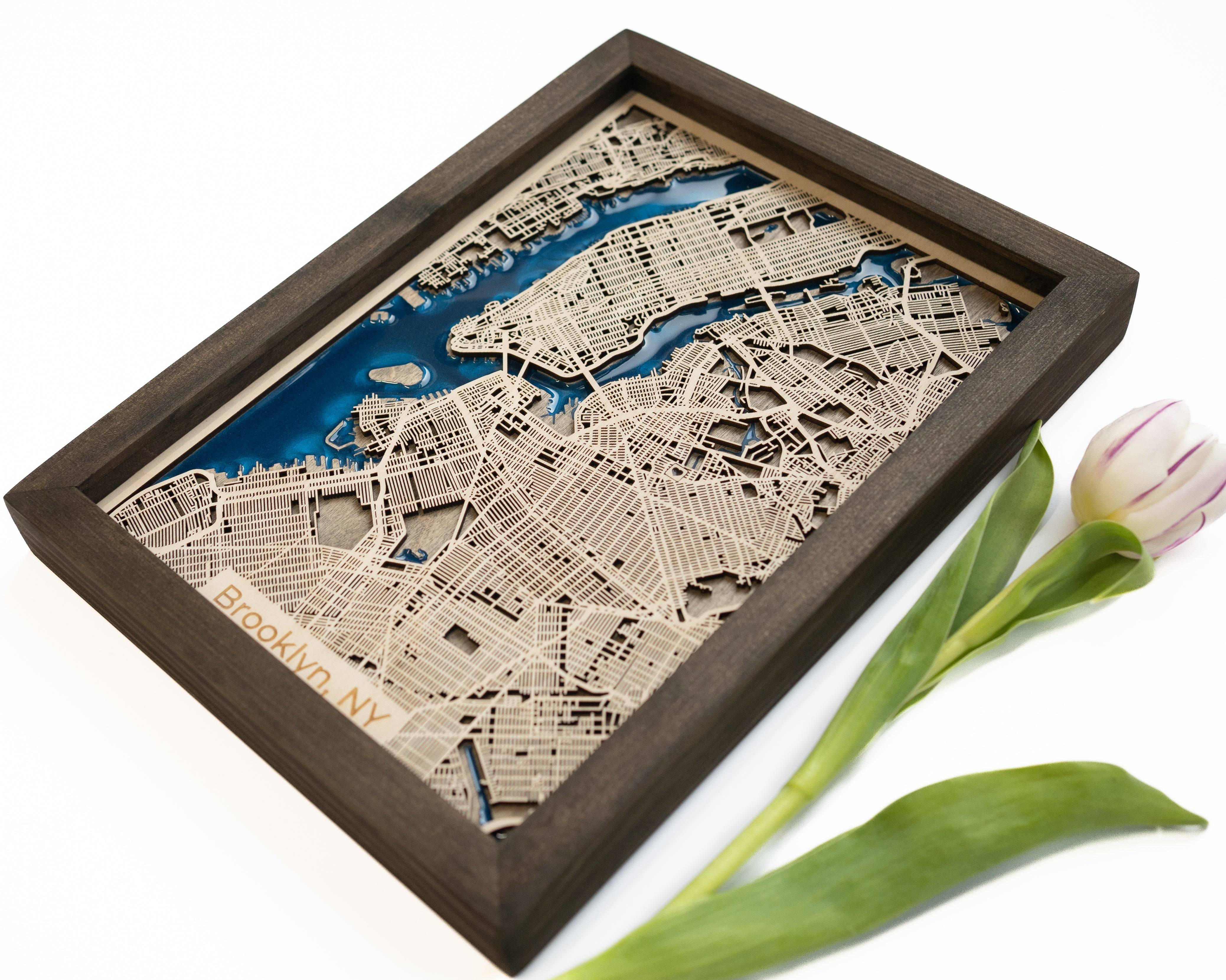 Brooklyn Wooden Map