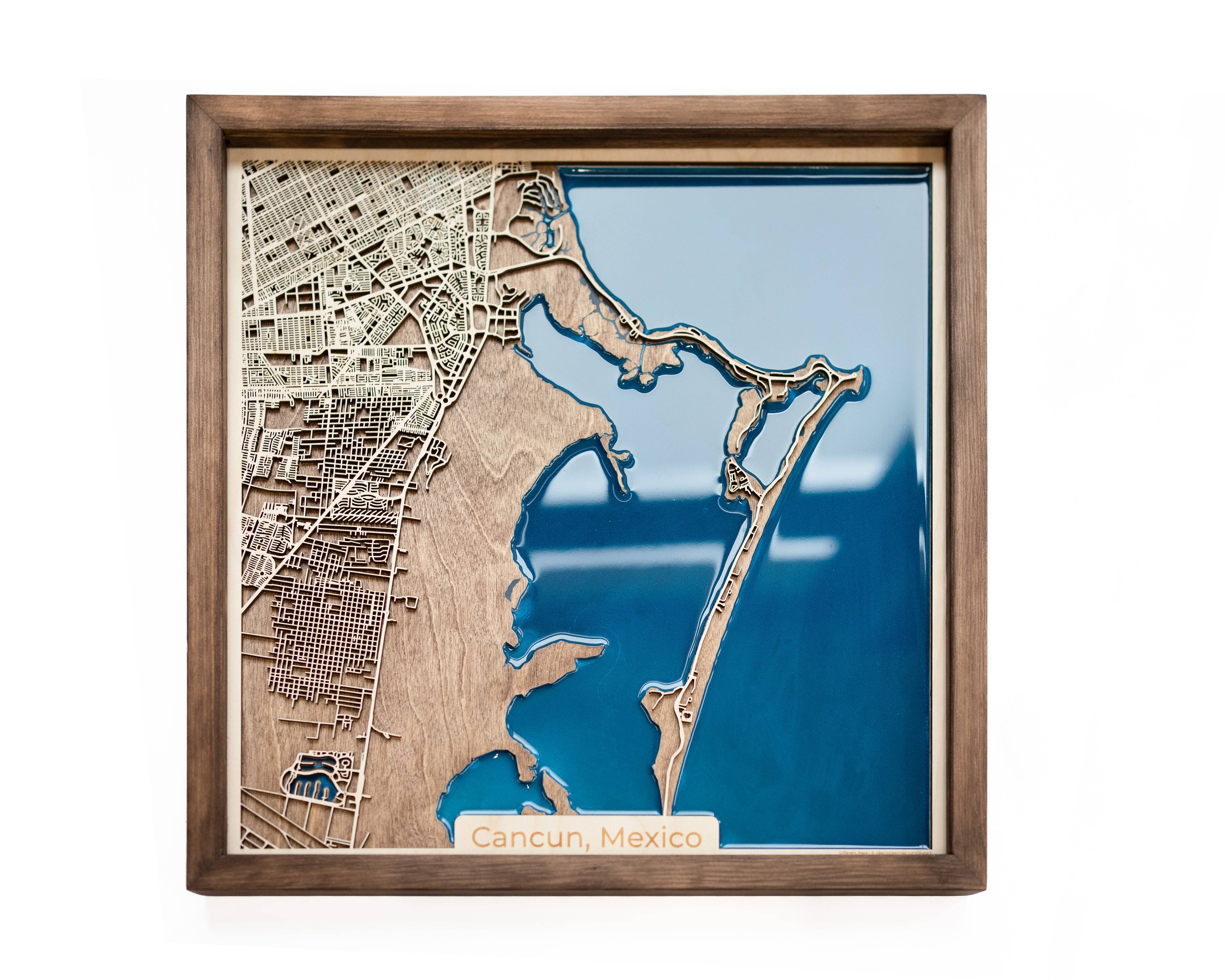 Cancun Wood Map