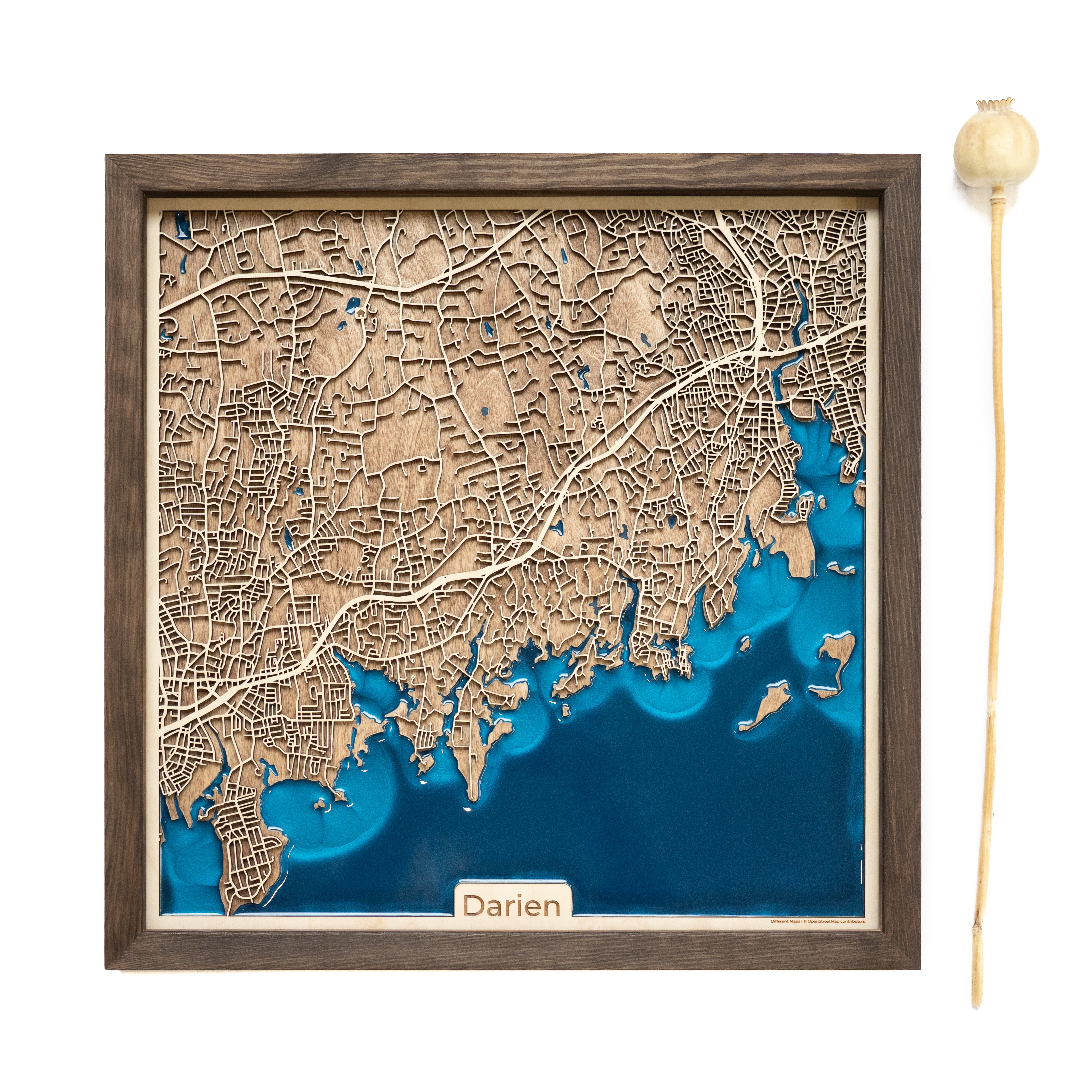 Darien Custom Wooden Map