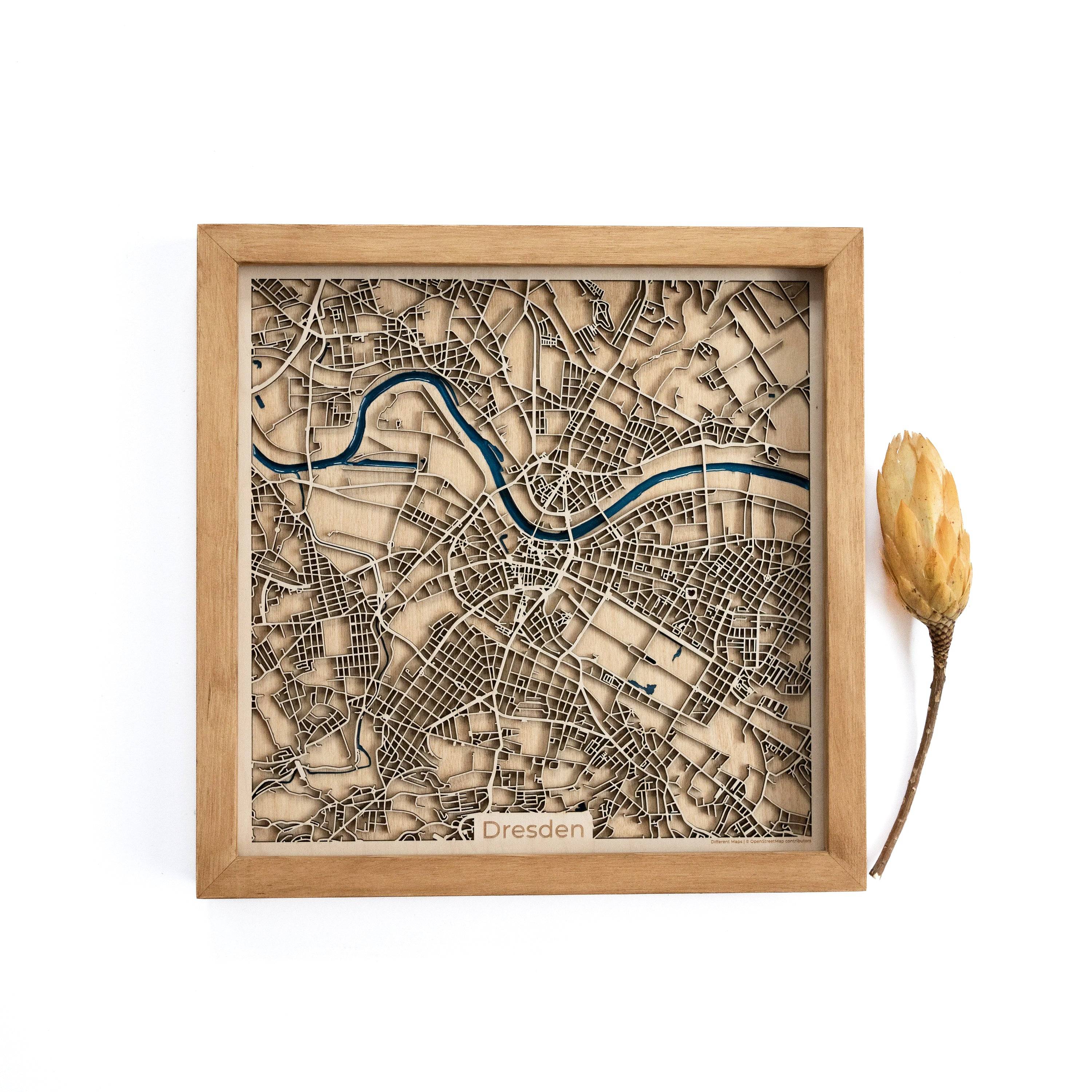 Dresden Germany Wood Map