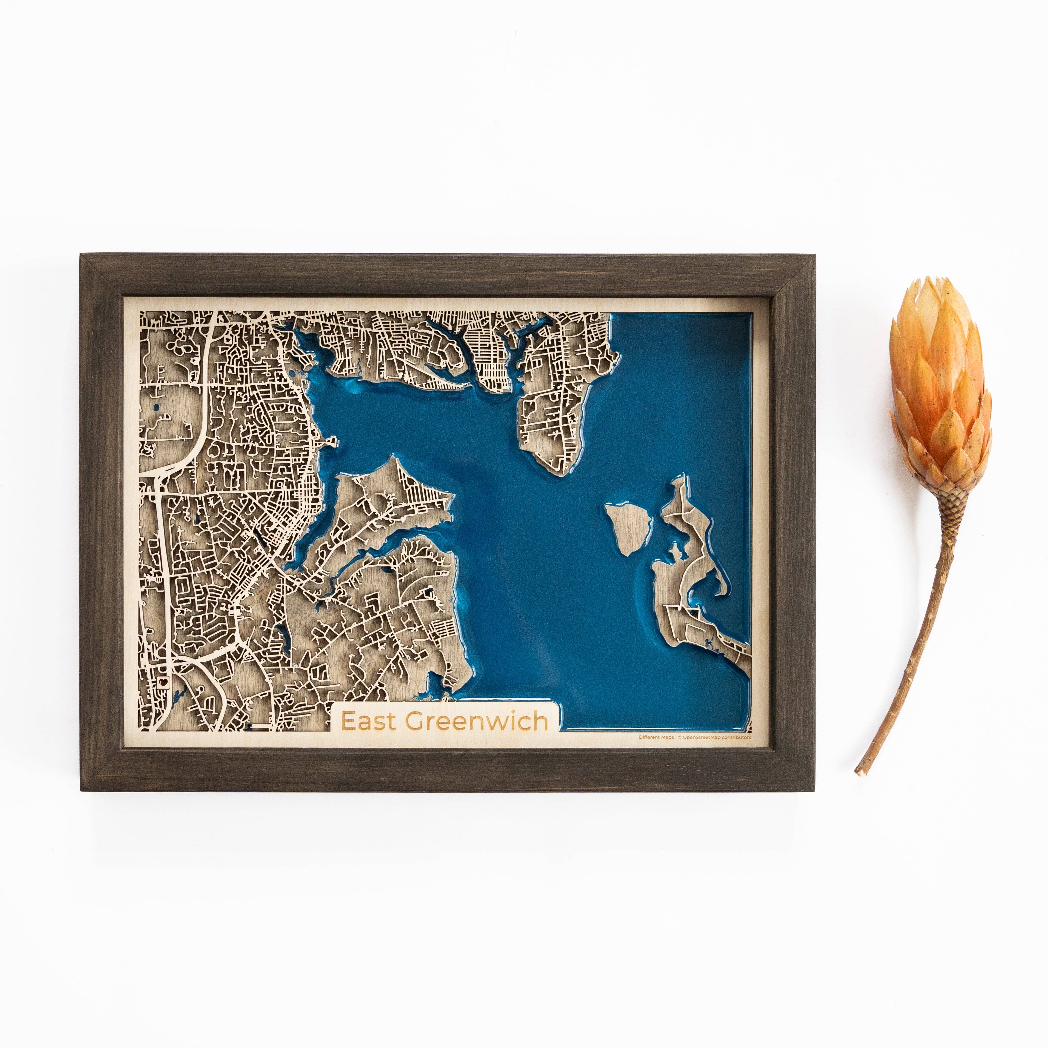 East Greenwich Rhode Island Wood Map