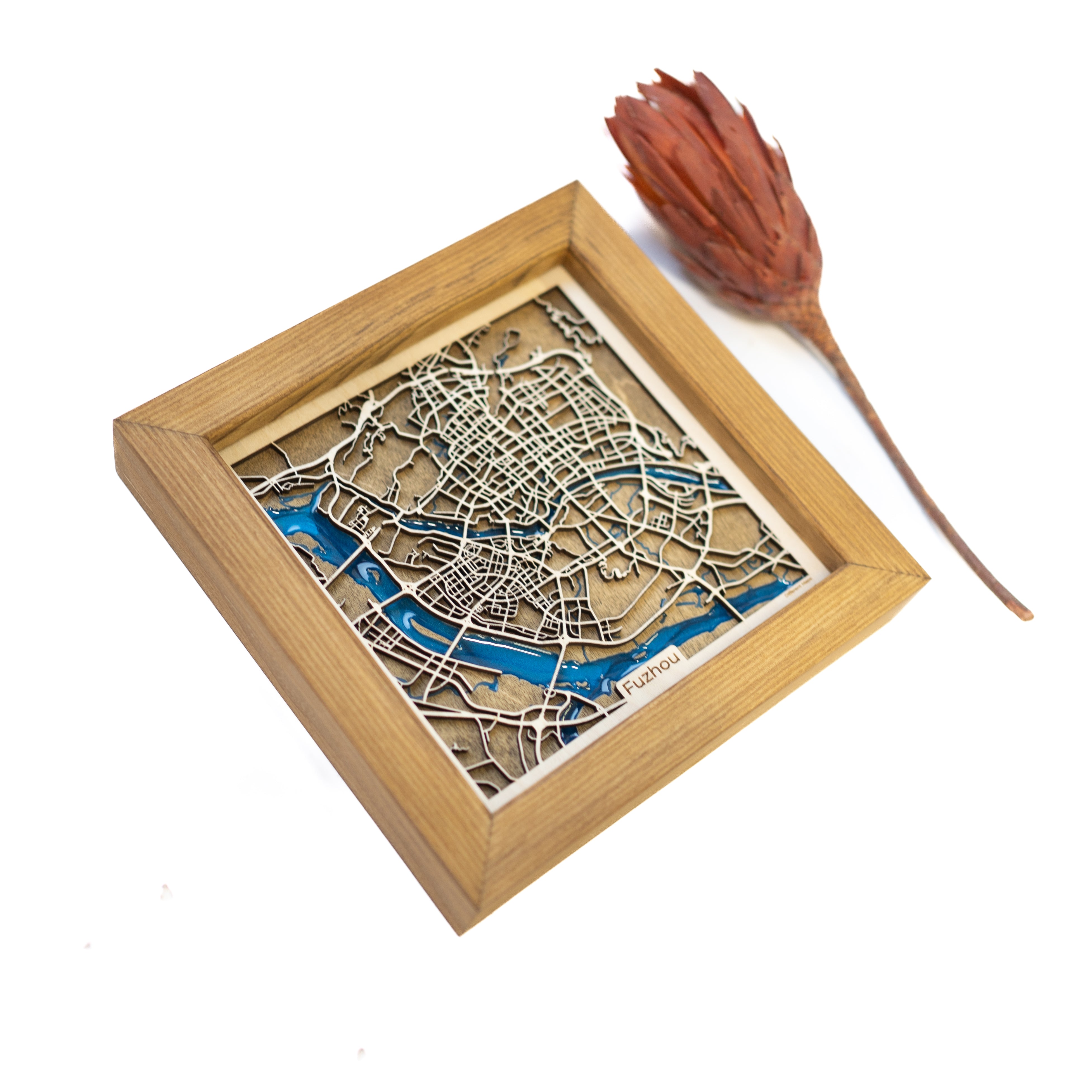 Fuzhou China Map Wood Gift Art