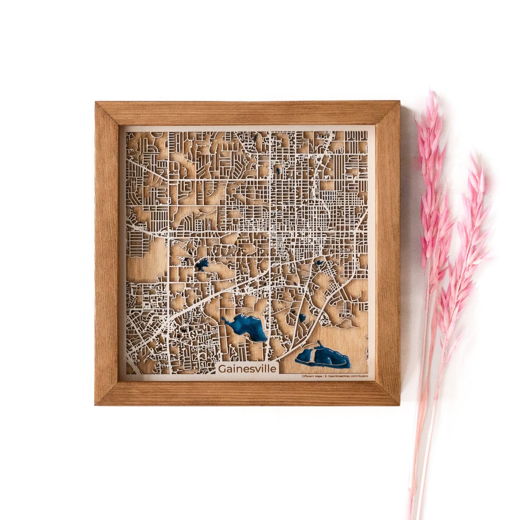 Gainesville Wooden Map