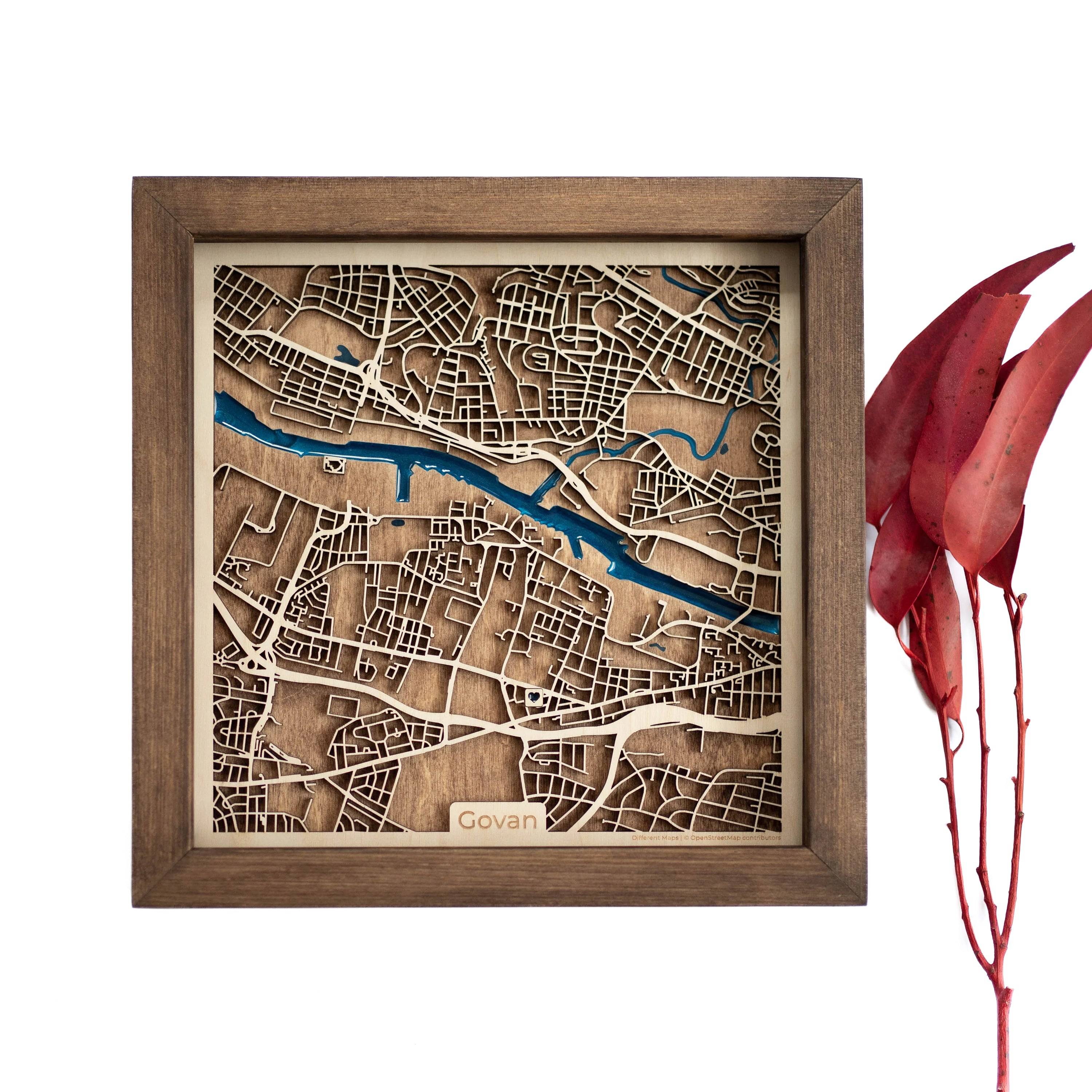 Govan Scotland Wood Map