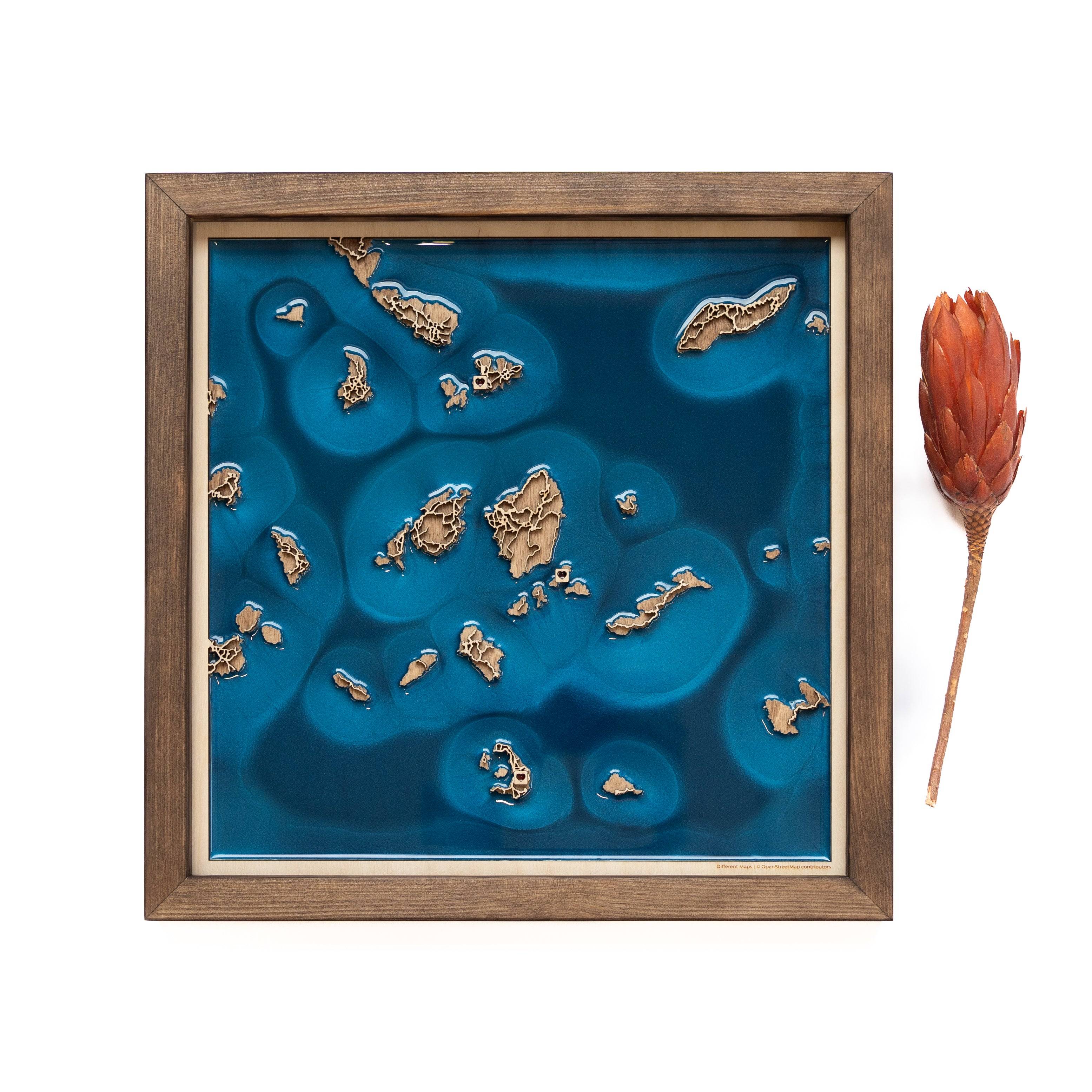 Greece Islands Wood Map