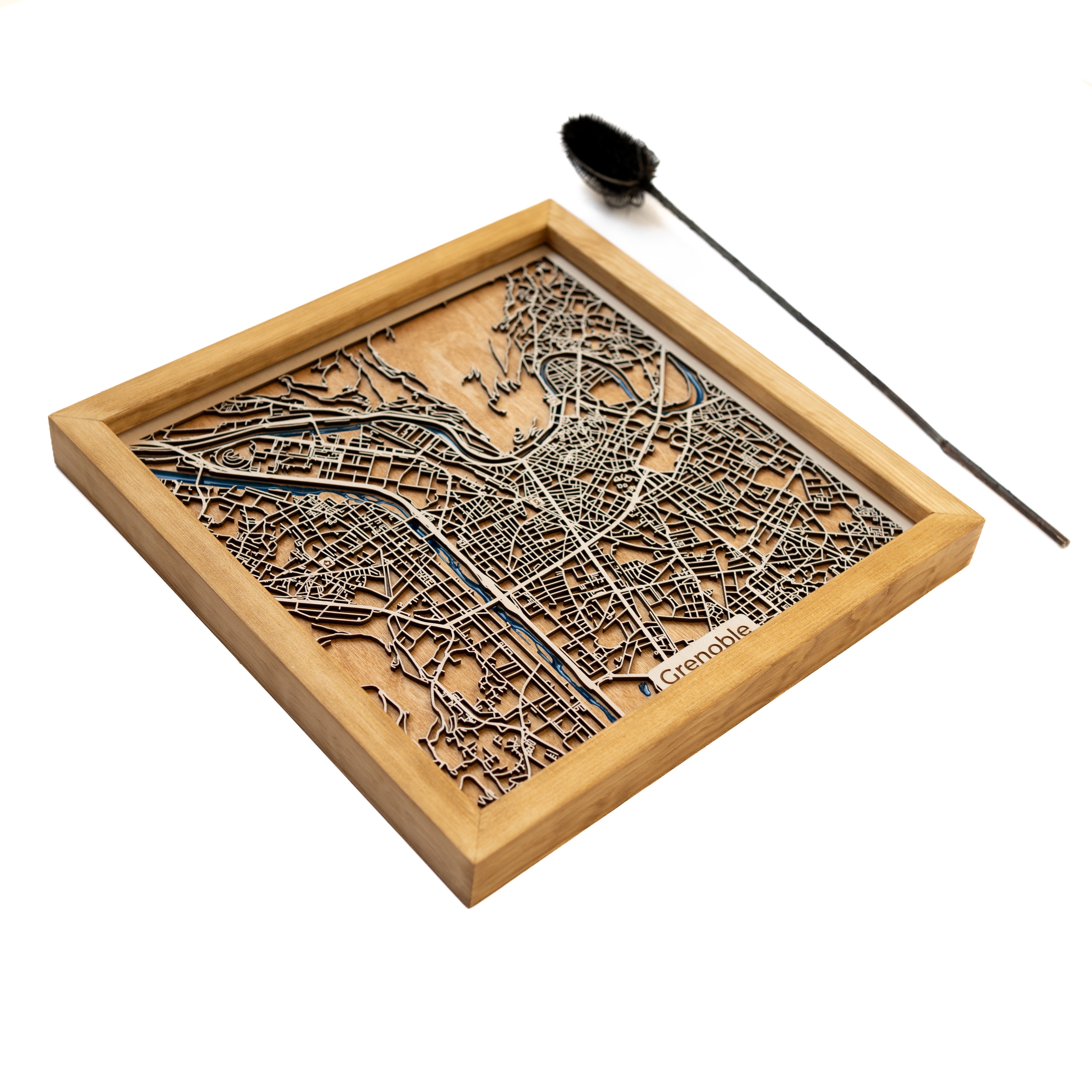 Grenoble Wall Decor Wooden Map
