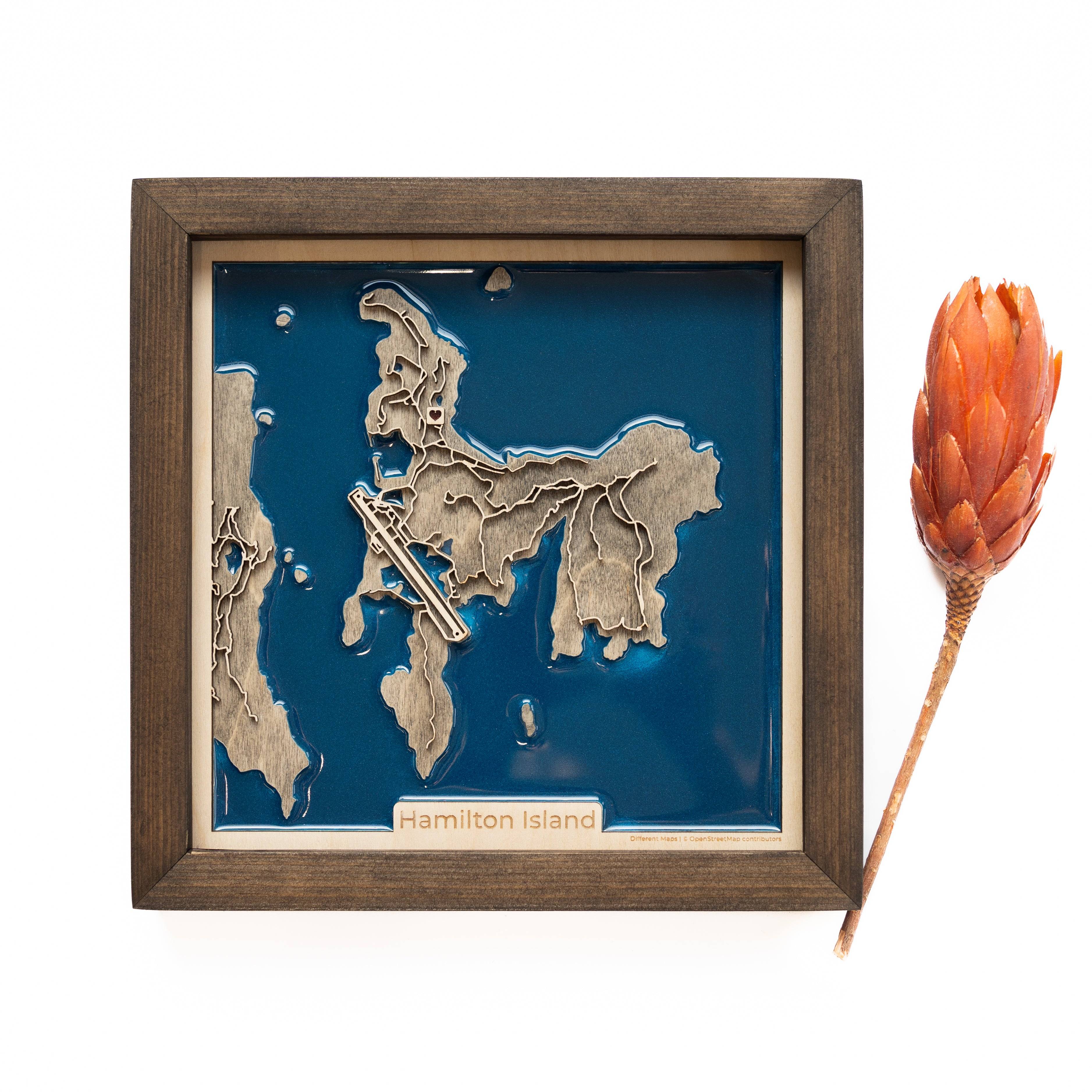 Hamilton Island Wood Map