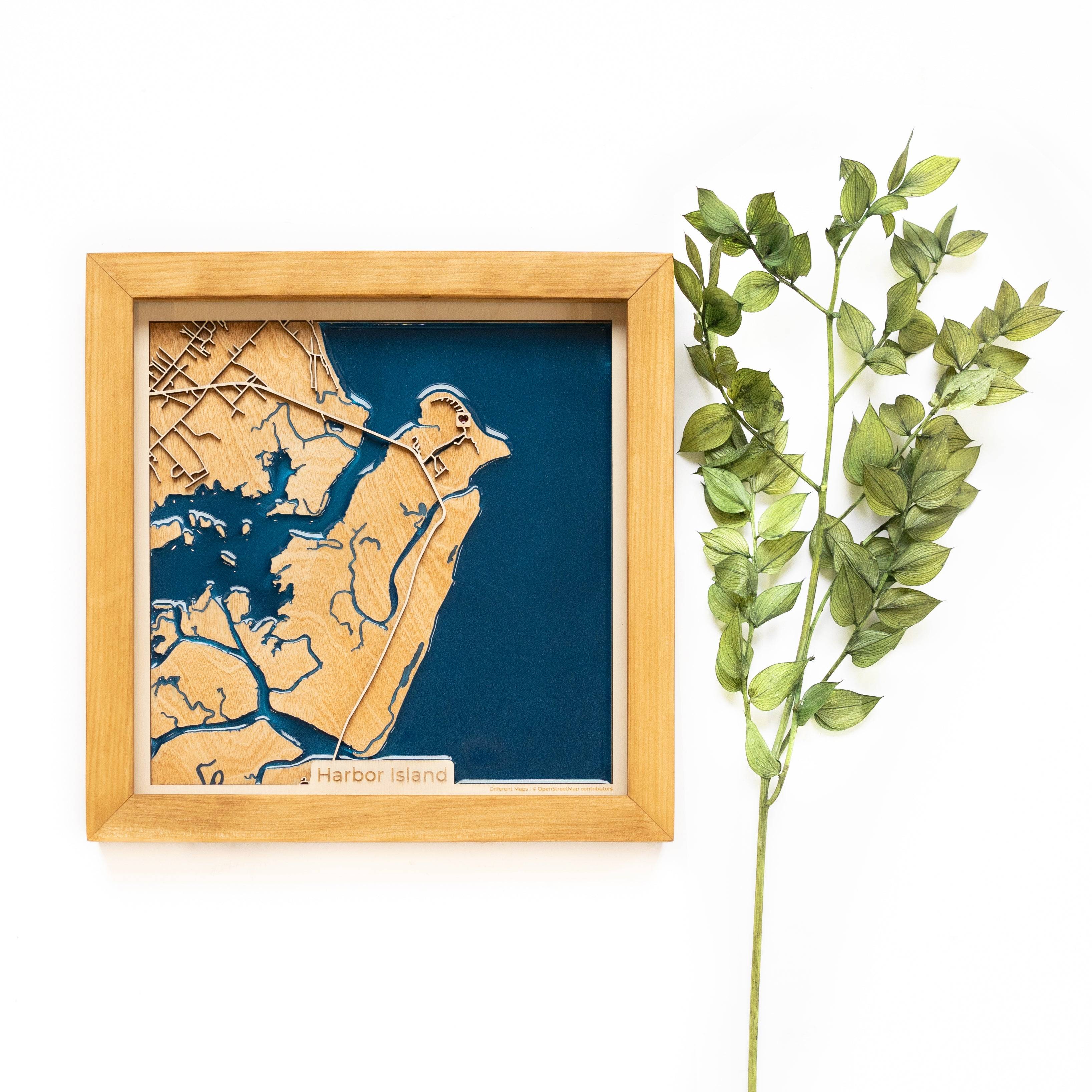 Harbor Island Wood Map