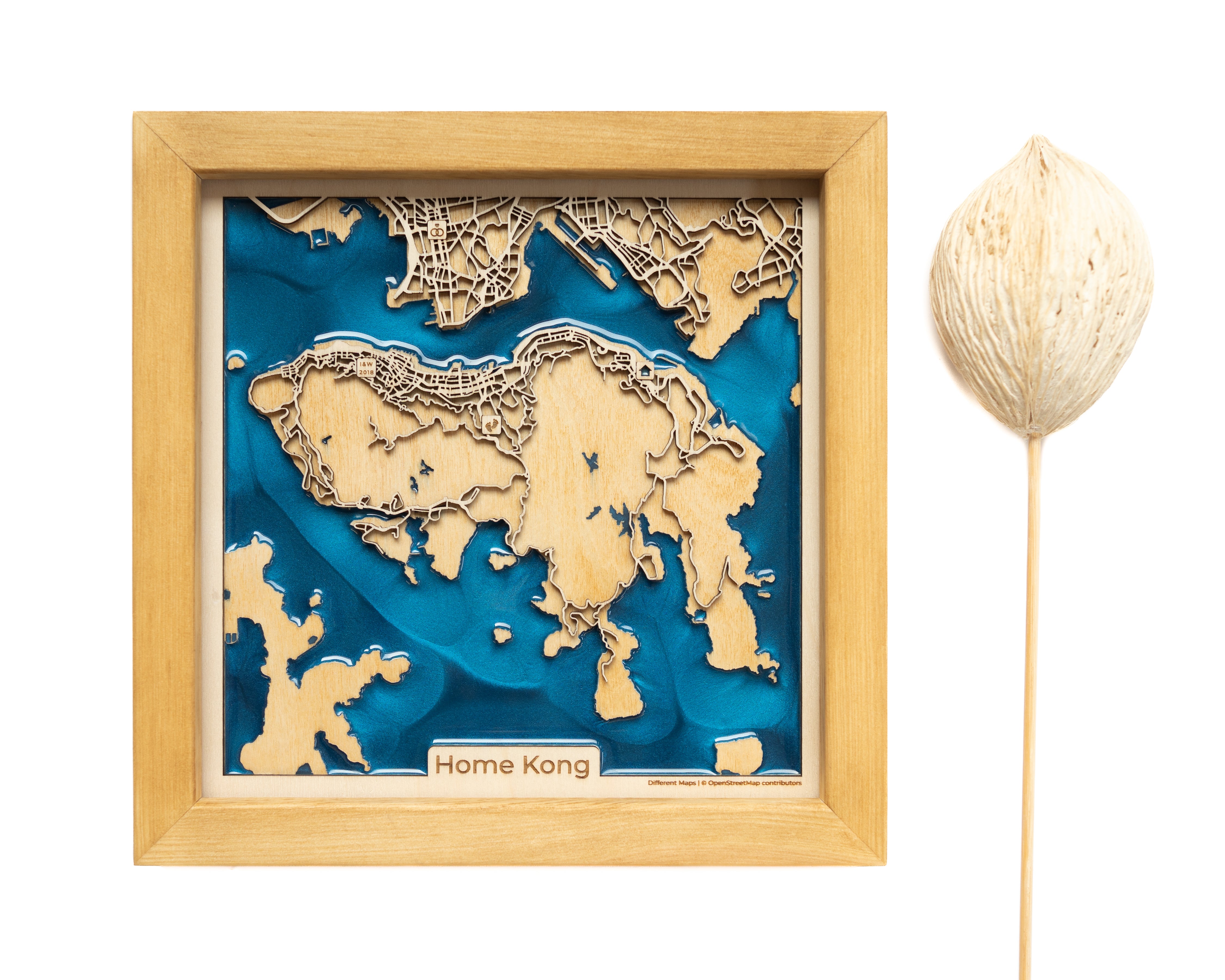 Hong Kong China wooden art Map