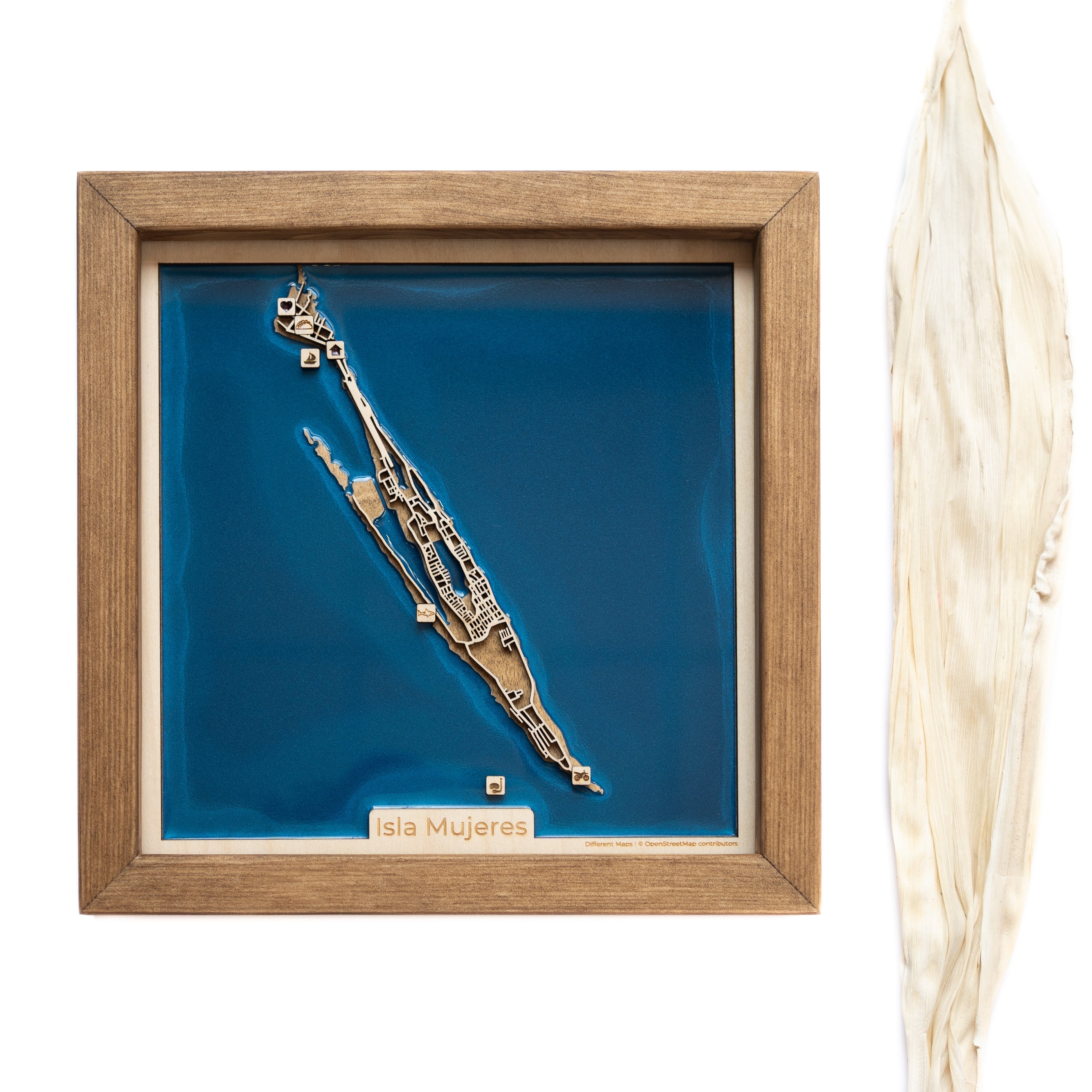 Isla Mujeres Wood Map