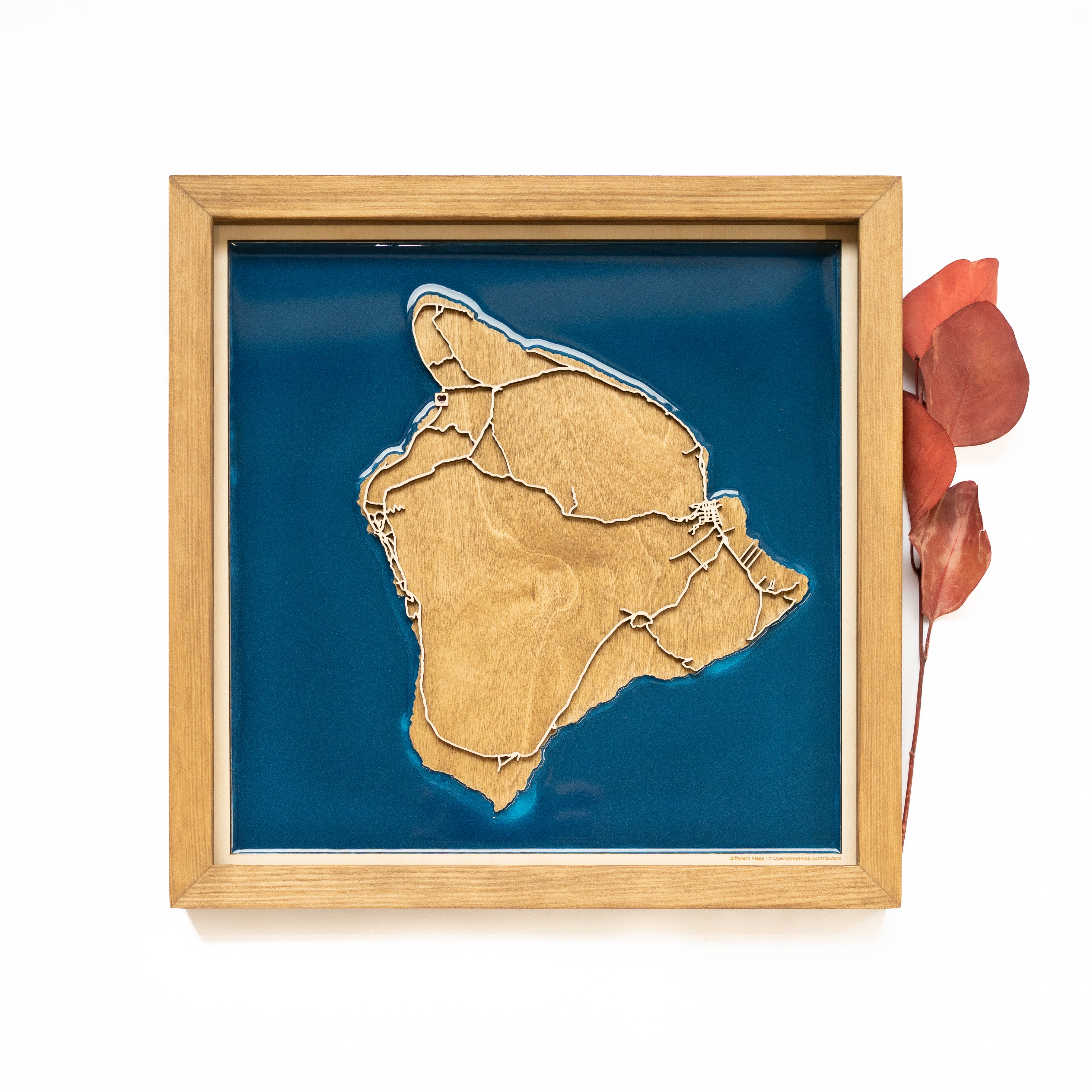 Island of Hawaii Wood Map