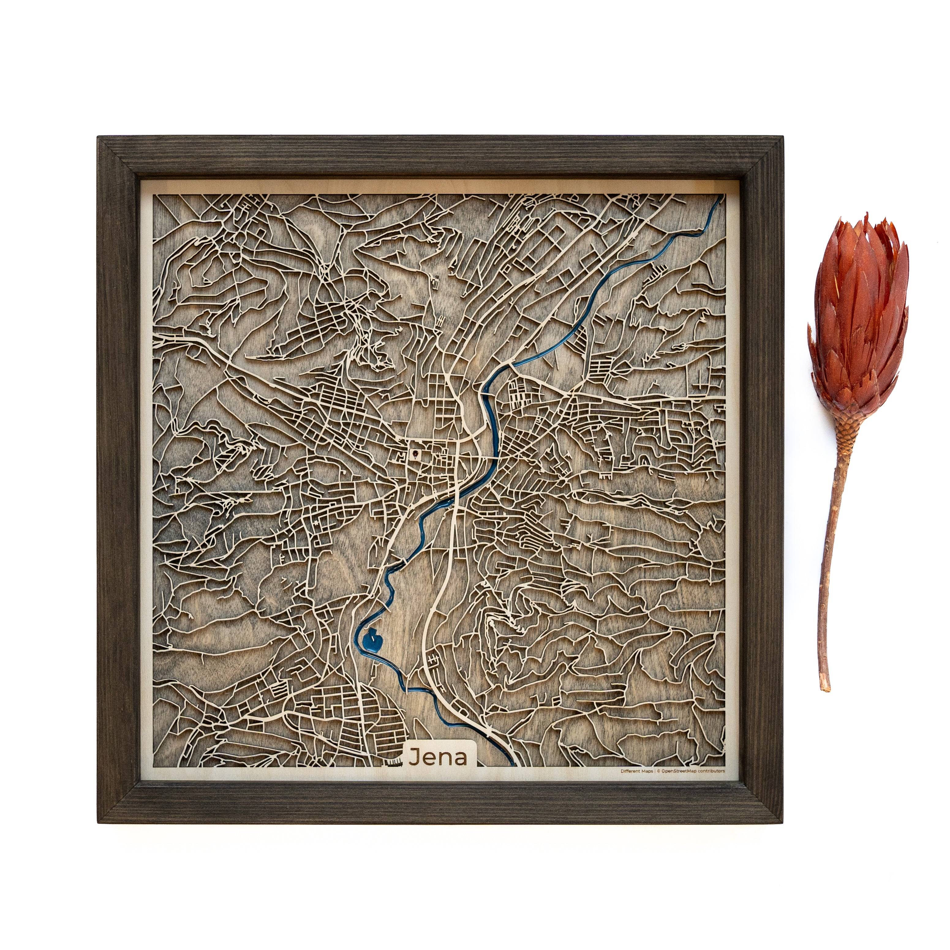 Jena Germany Wood Map