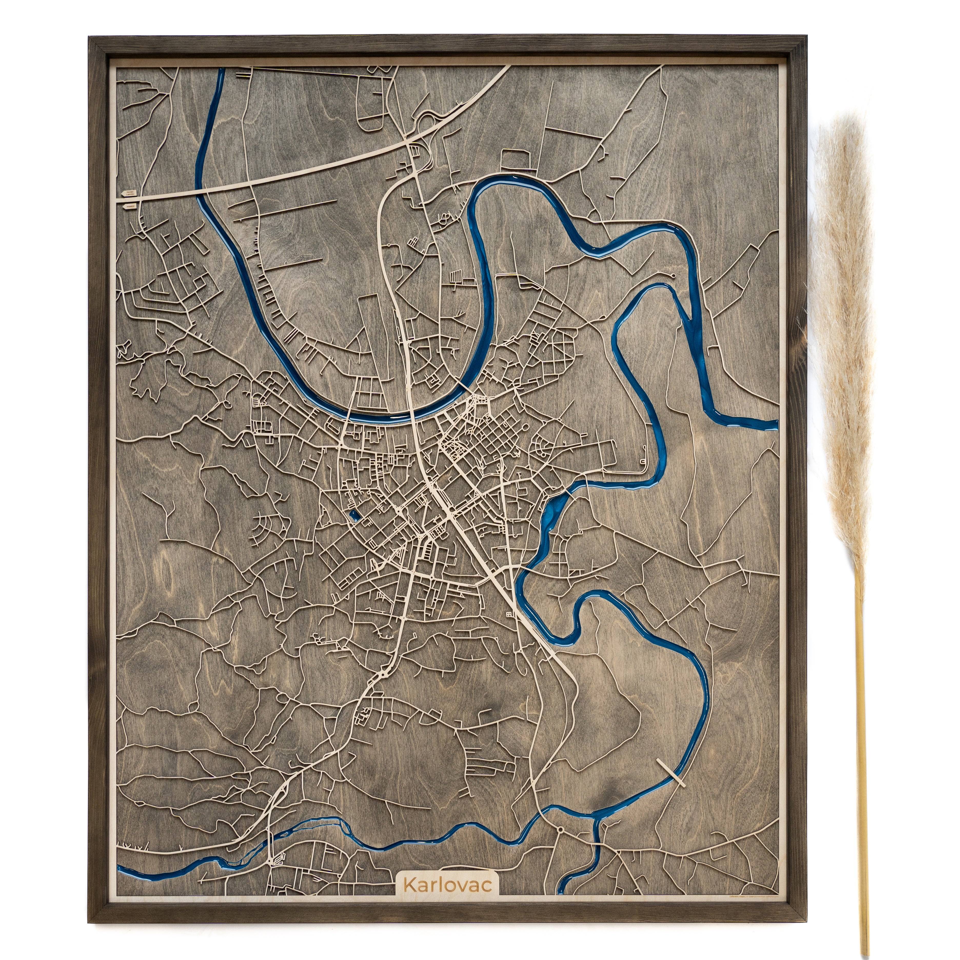 Karlovac Croatia Wood Map