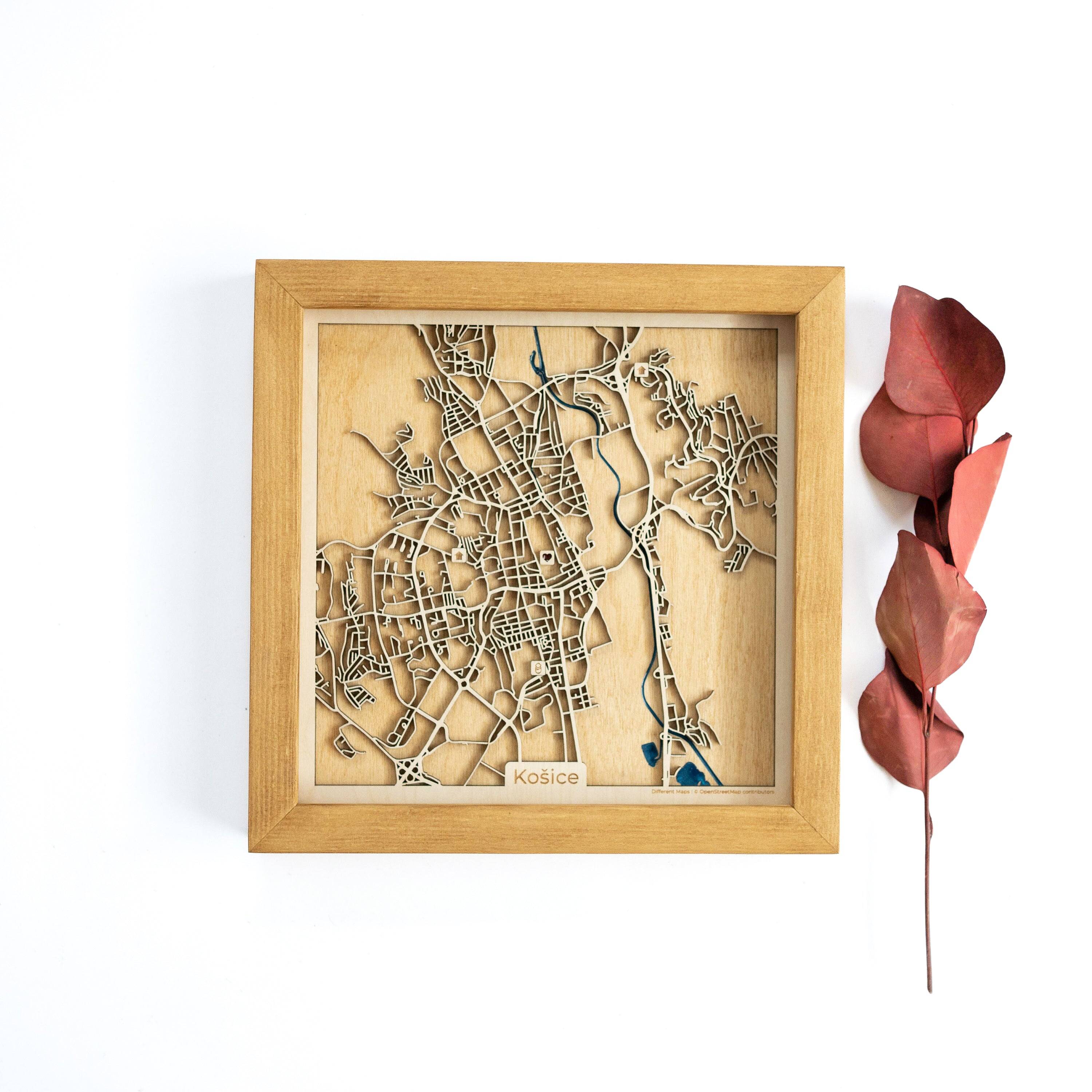 Košice Slovakia Wood Map