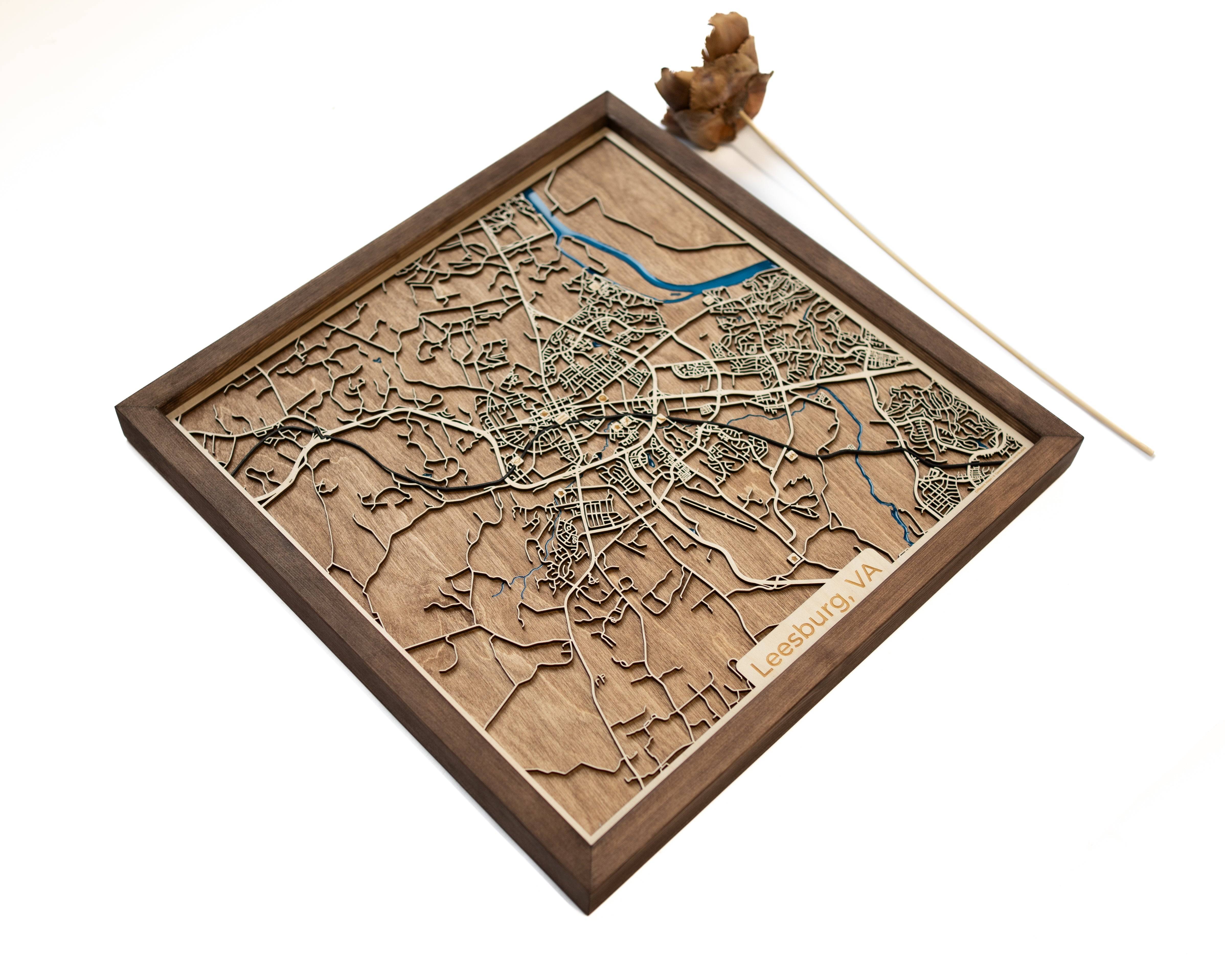 Leesburg VA wooden Map