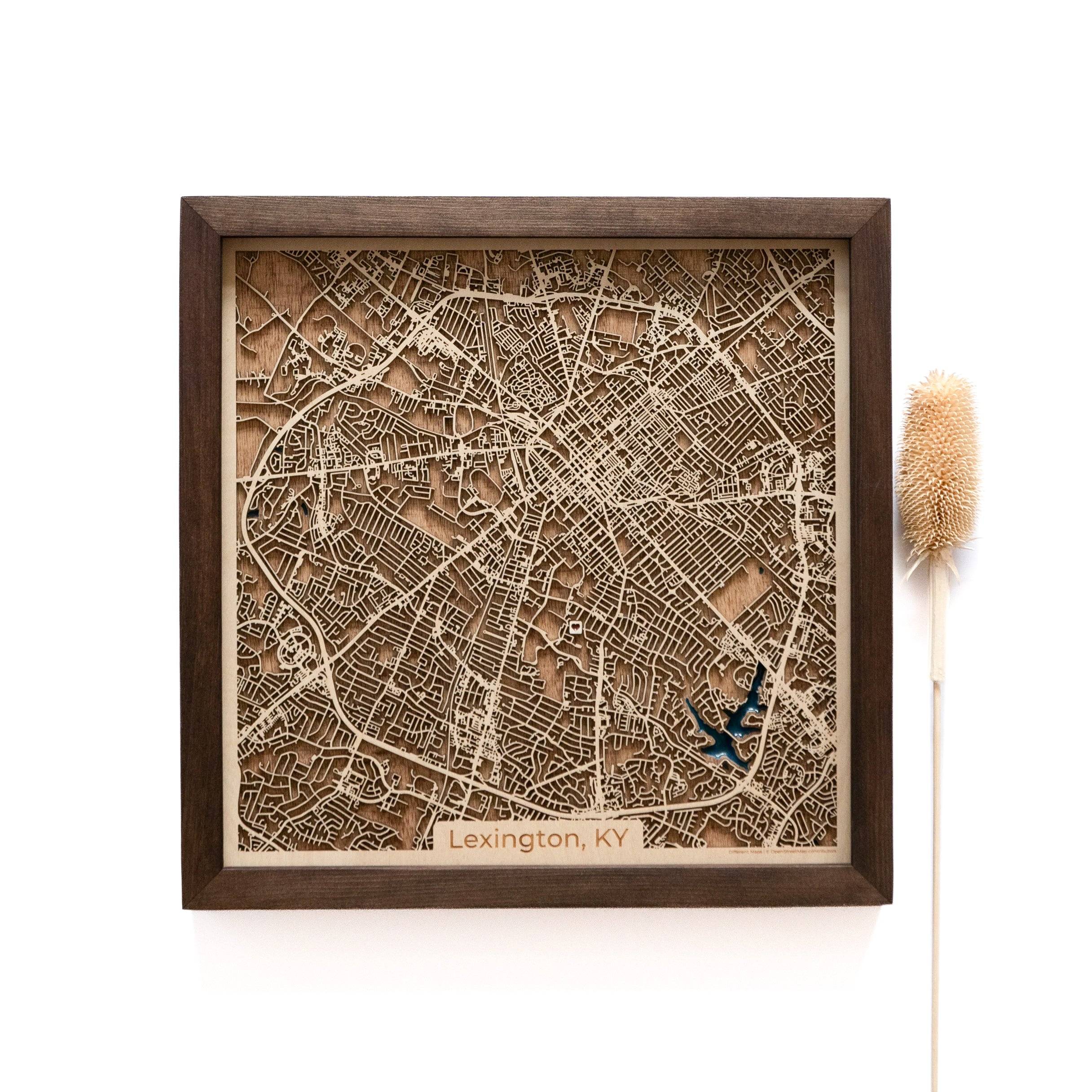 Lexington KY Wooden Map