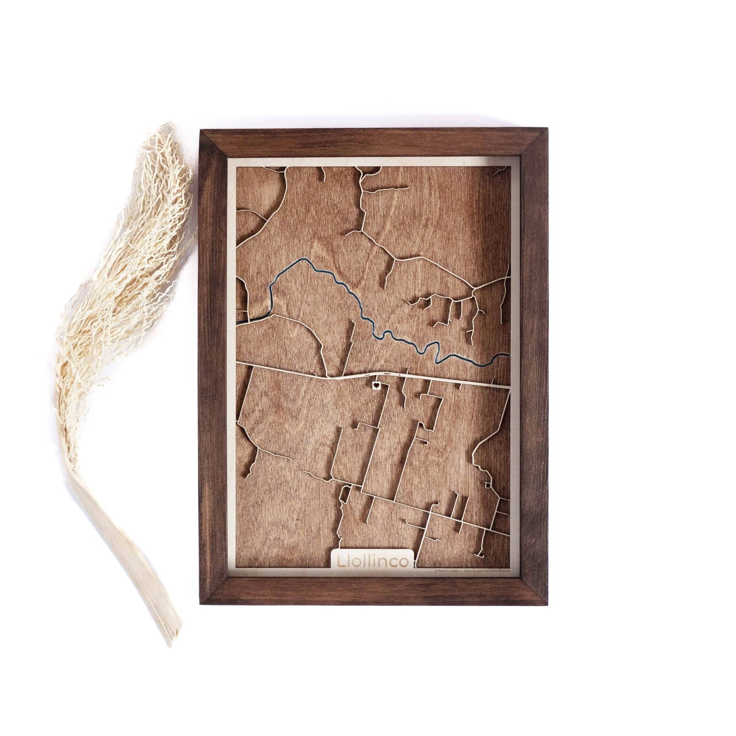 Llollinco Chile Wood Map