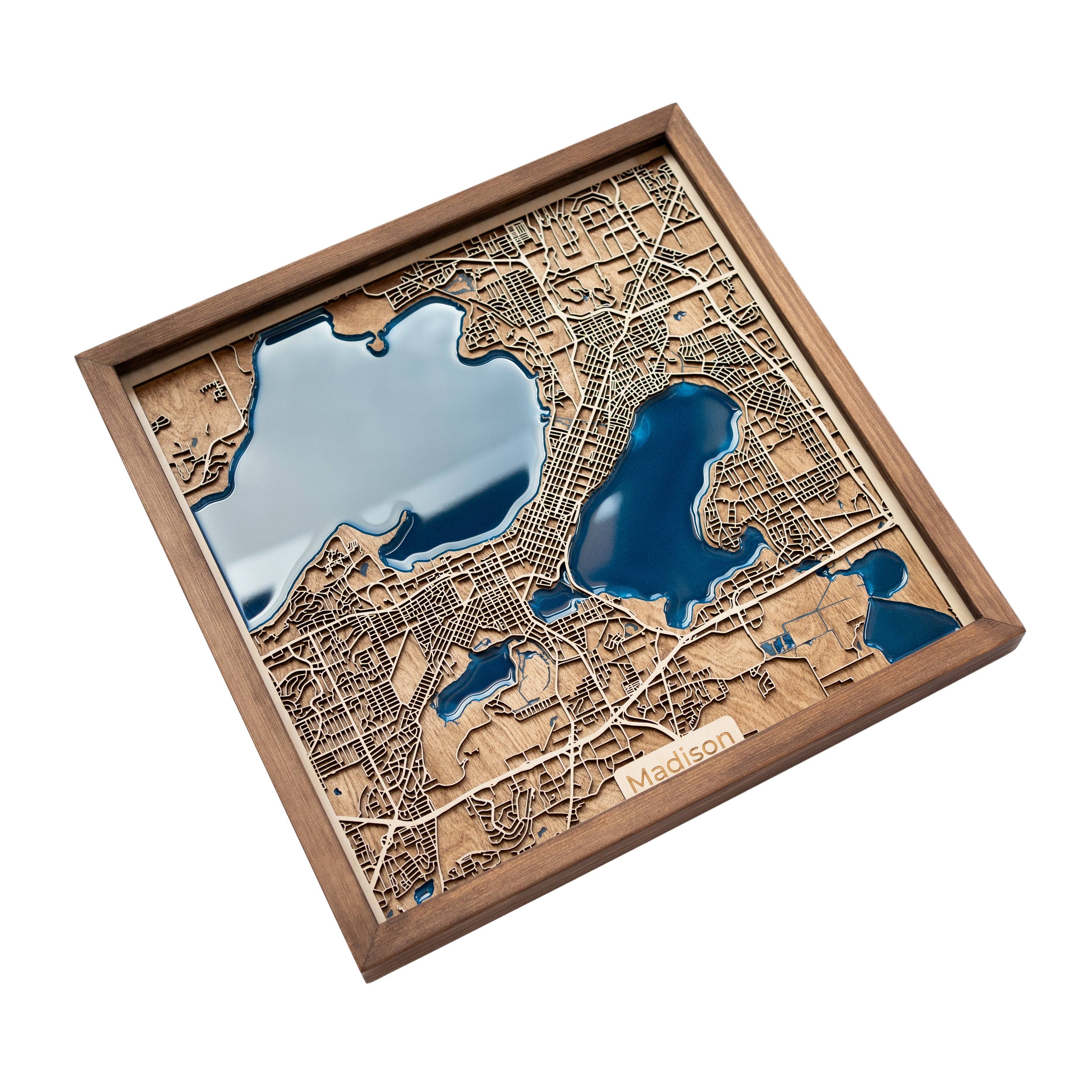 Personalized Christmas Gift Madison Wood Map