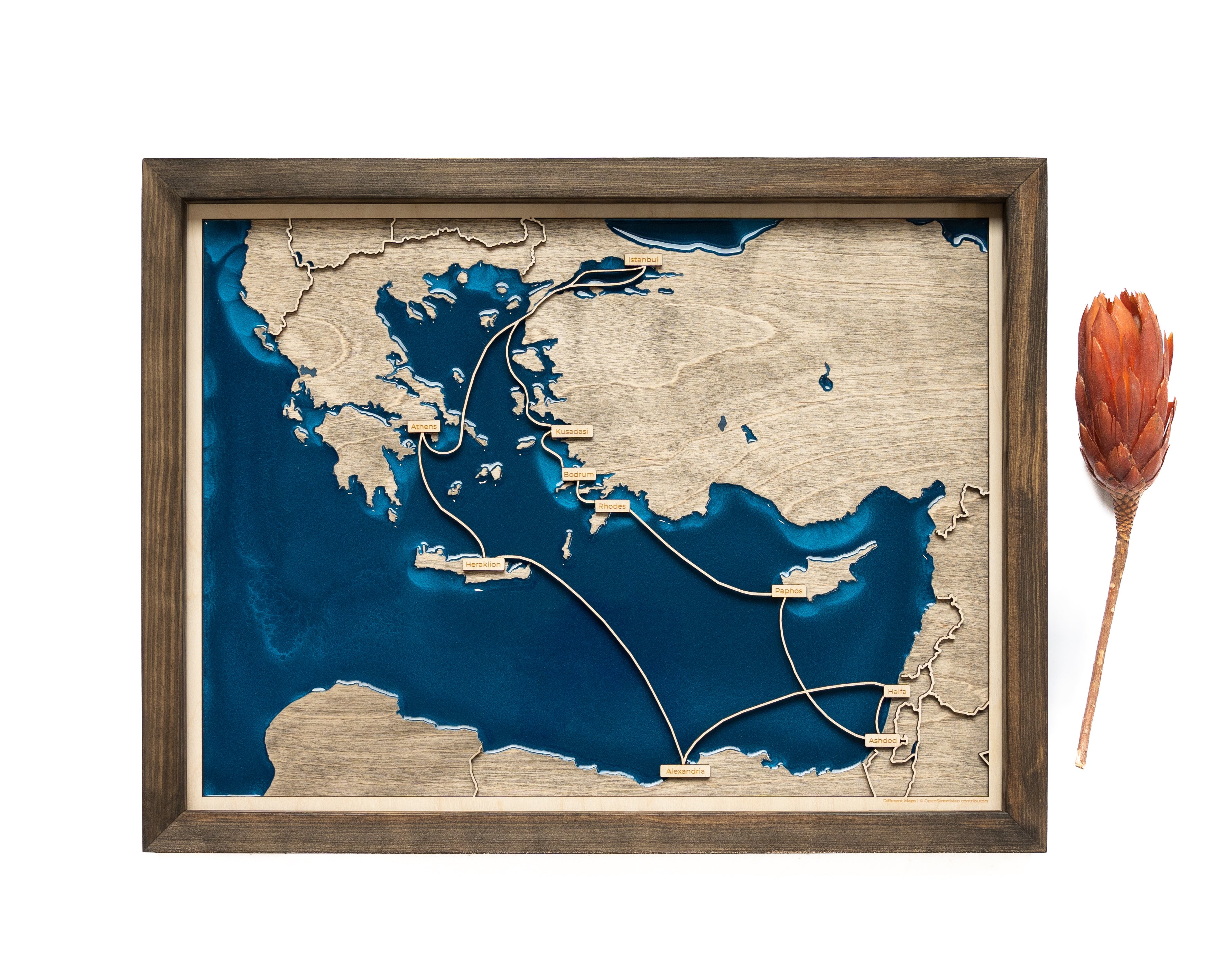 Mediterranean Cruise Wood Map