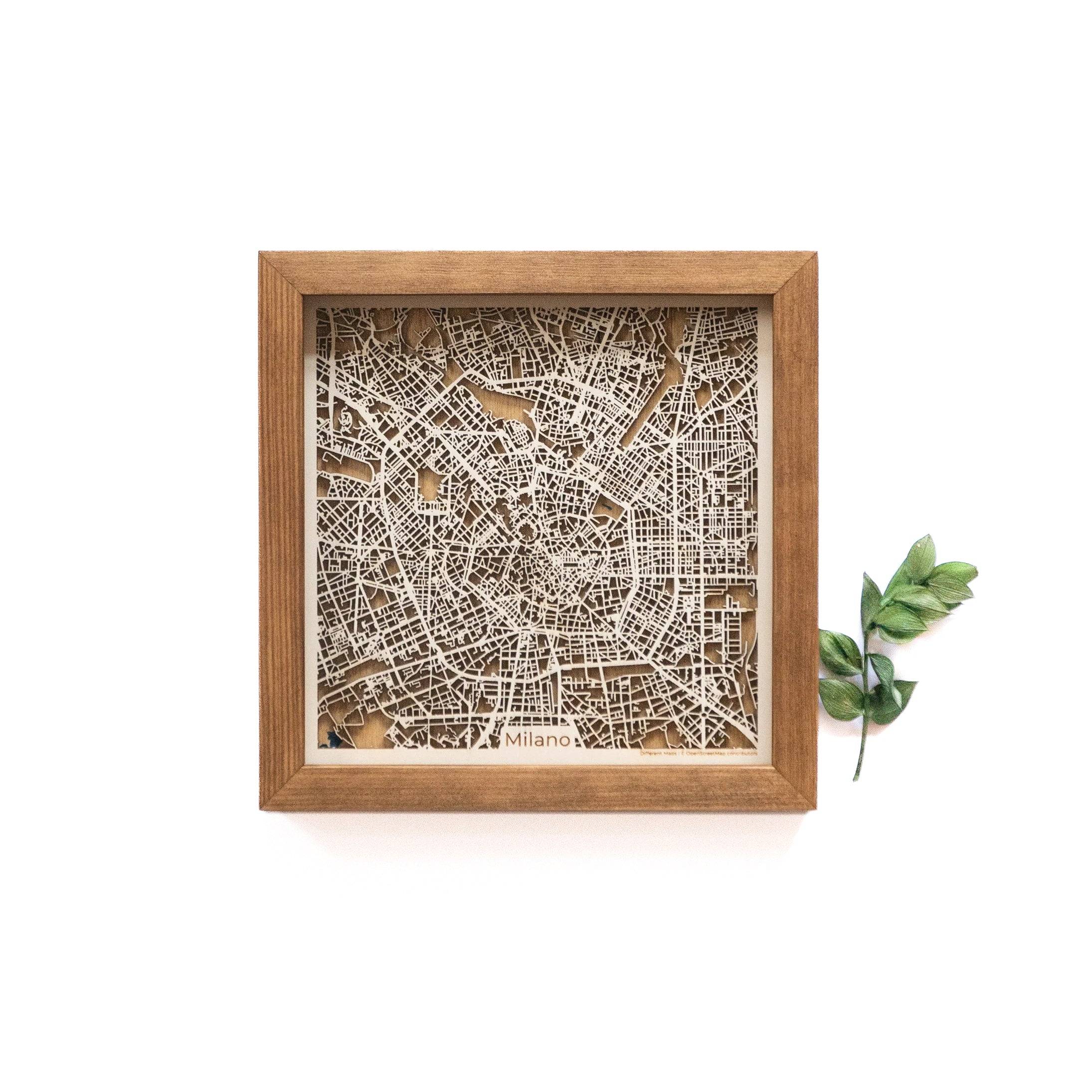 Milano Italy Wood Map