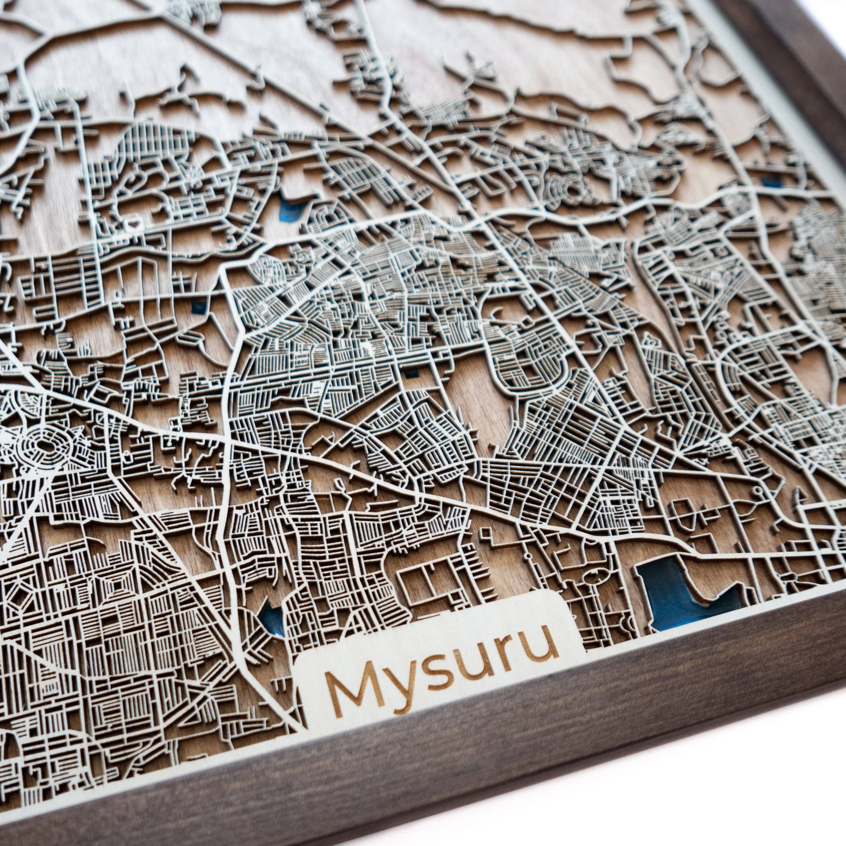 Mysuru India Wood Map