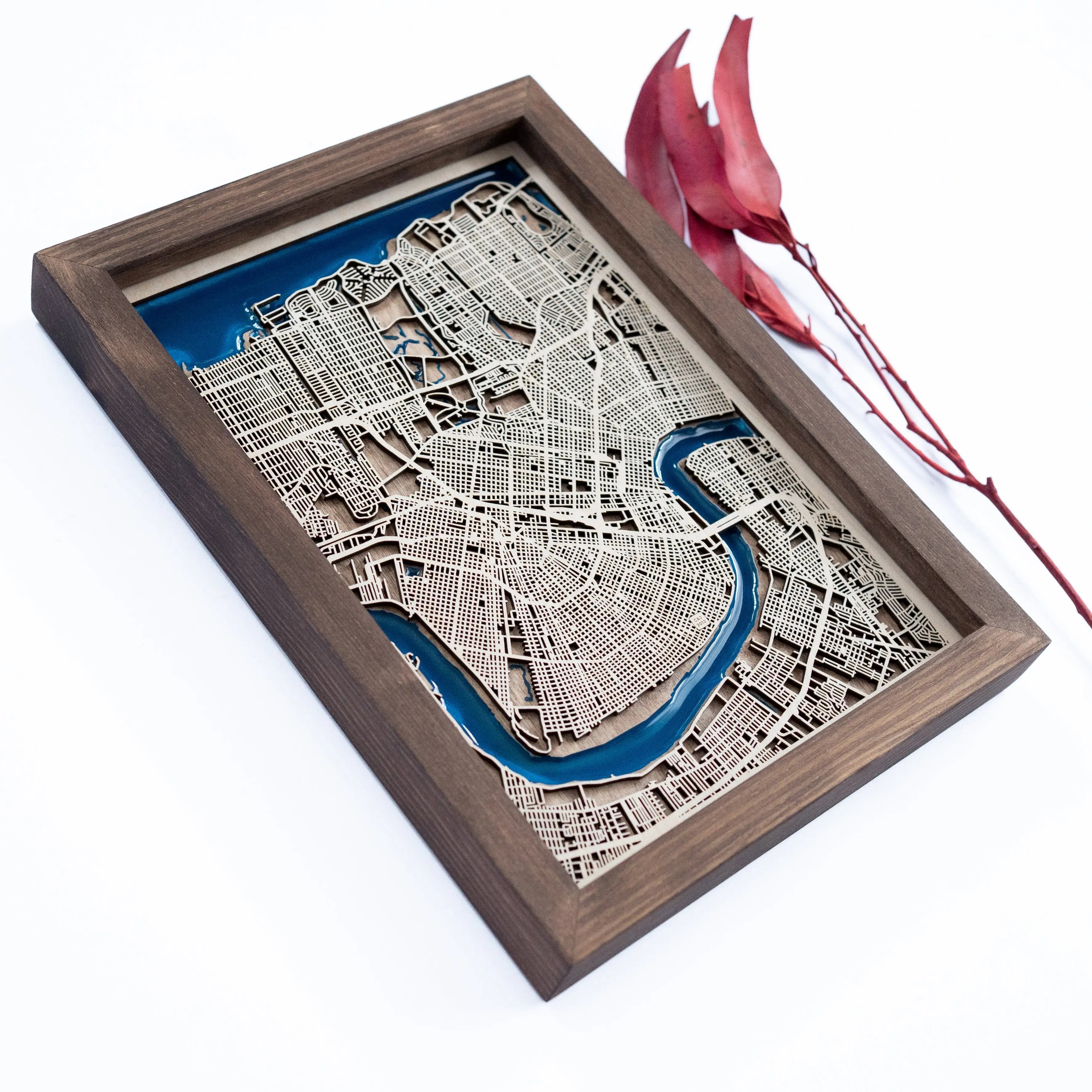 New Orleans Wood Map