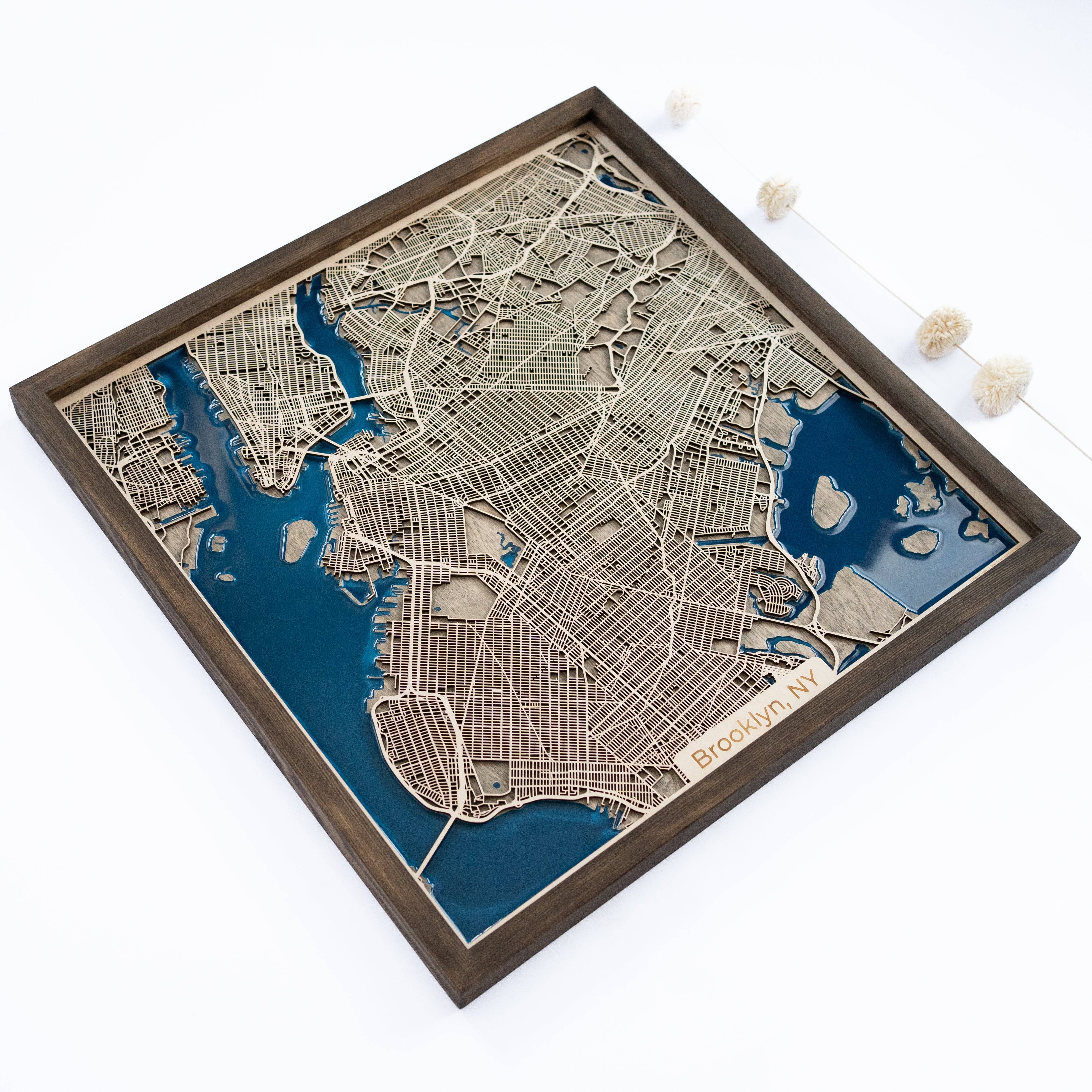 Brooklyn Wooden Map