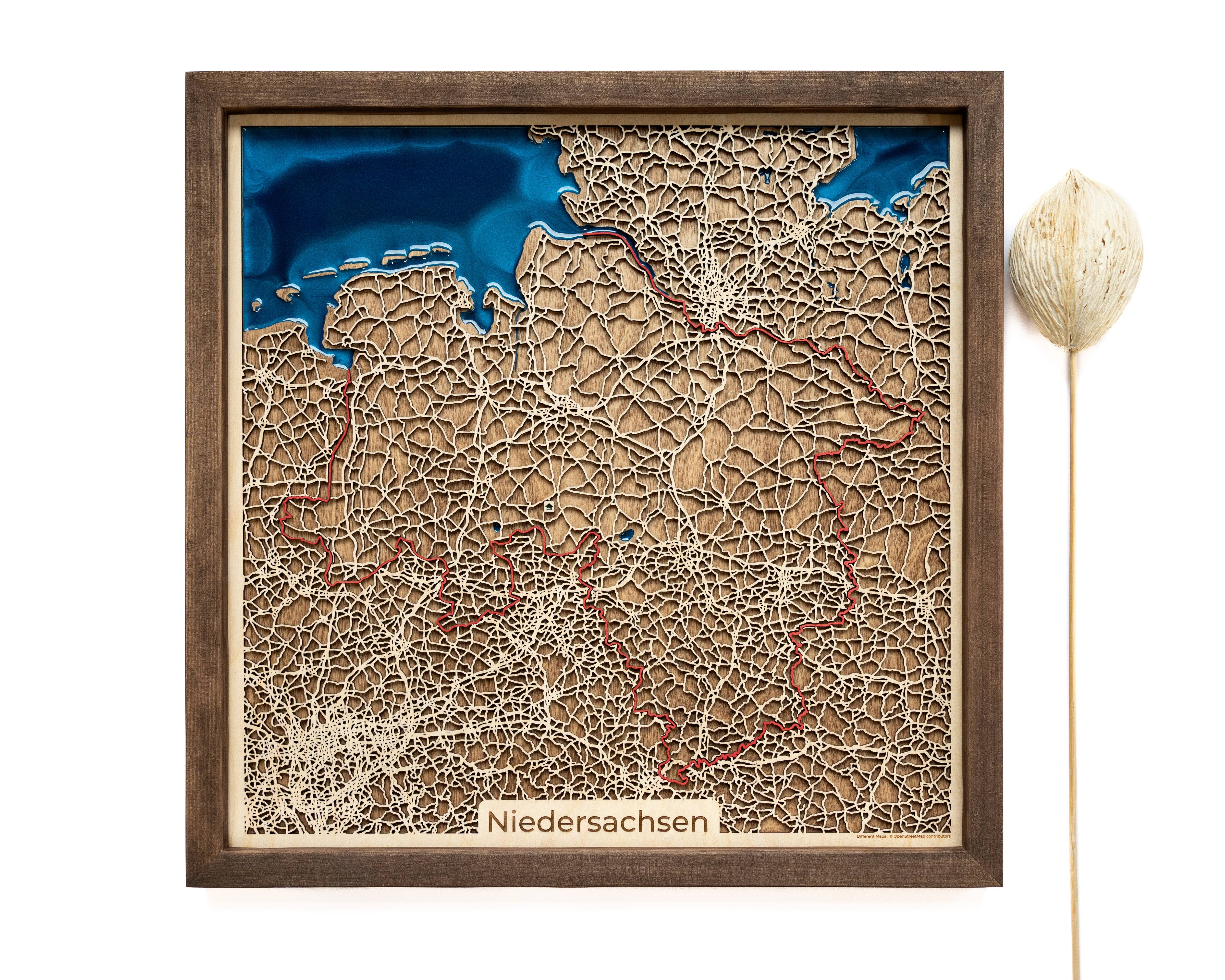 Lower Saxony Germany Wood Map