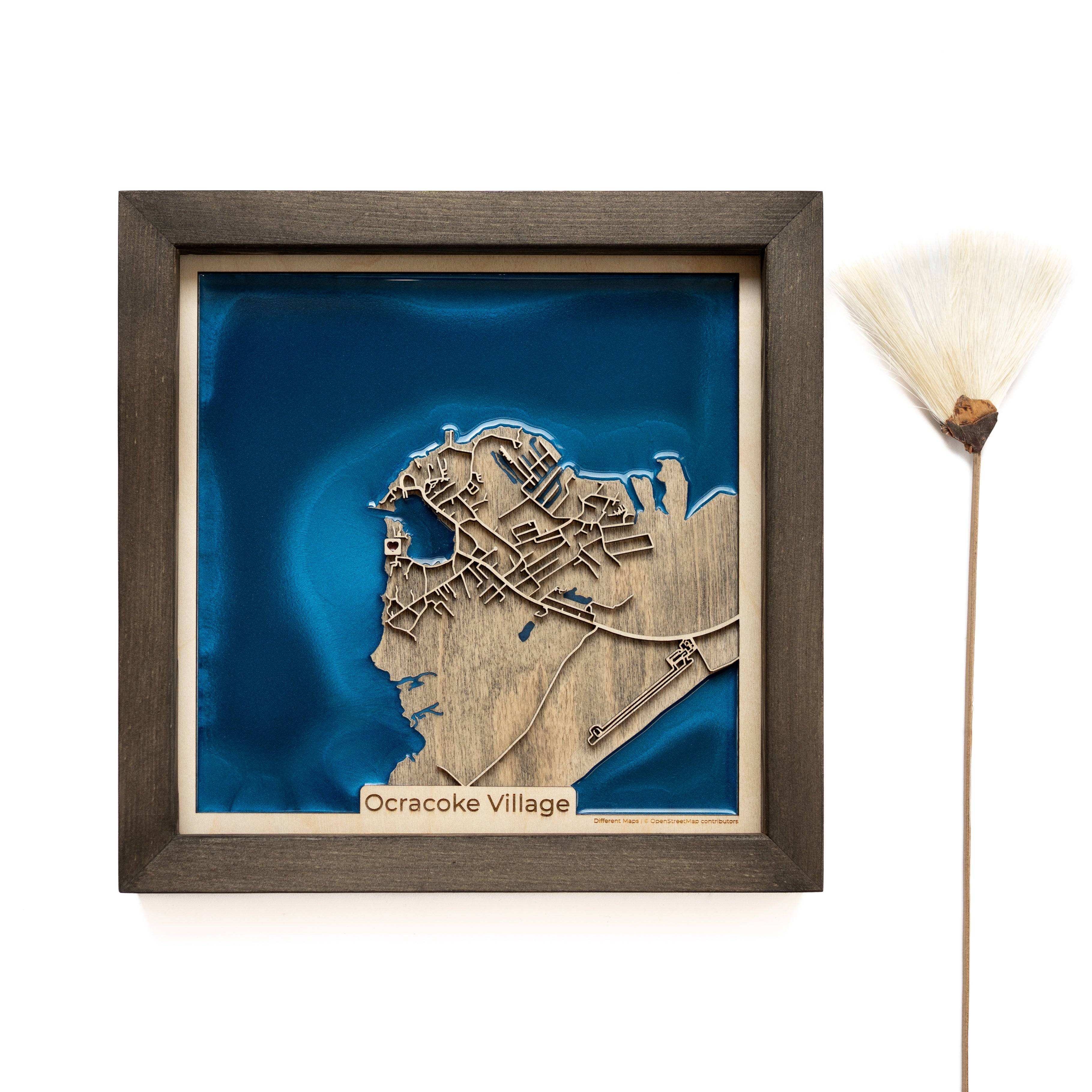 Ocracoke Village NC Wood Map