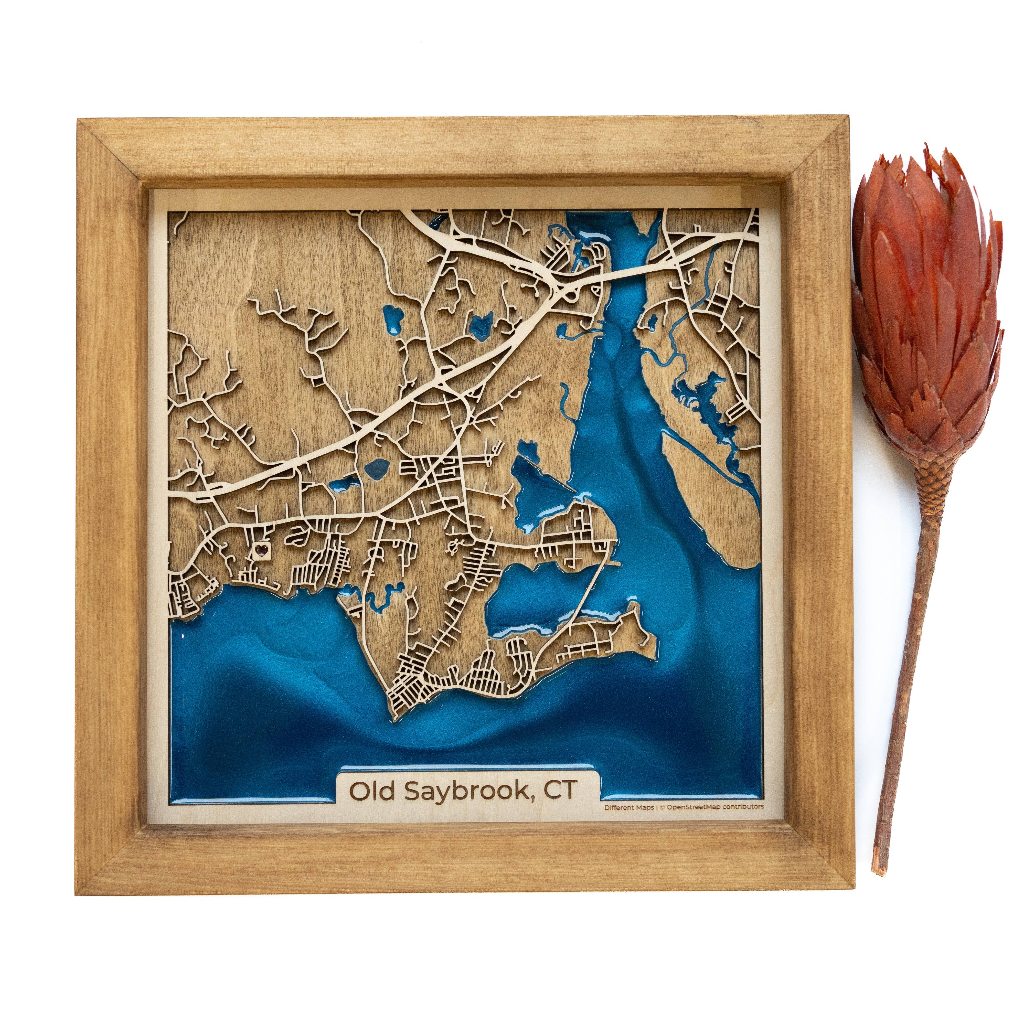 Old Saybrook CT Wood Map